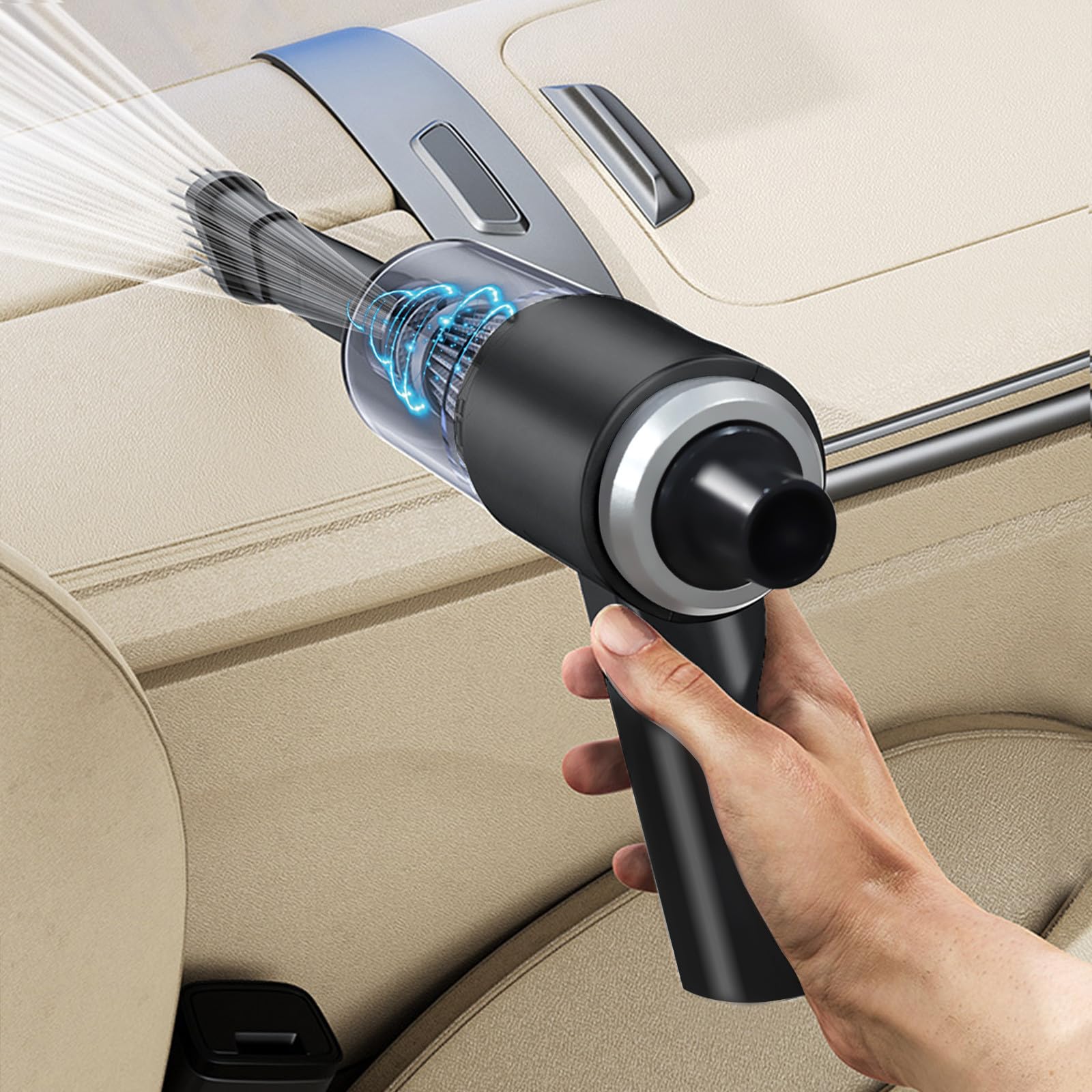 4000Pa Powerful Handheld Car Vacuum Cleaner - 2-in-1 Mini Dust Buster with USB Light | Portable Auto Vacuum for Car Seats, Home & Office Use
