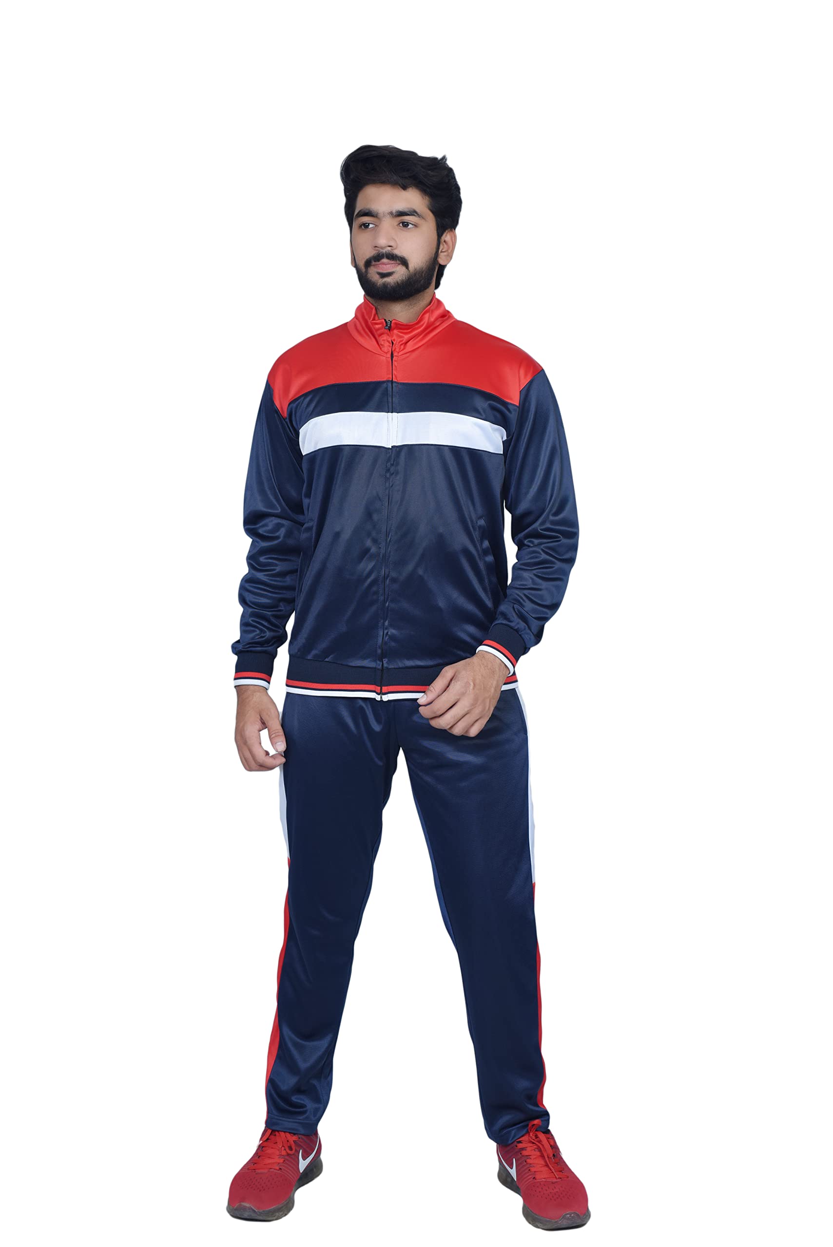 Prime Sports Men's Tracksuit Set - Athletic Full Zip Hoodie & Jogger Pants with Zipper Pockets for Gym, Running, Casual Wear & Outdoor Activities