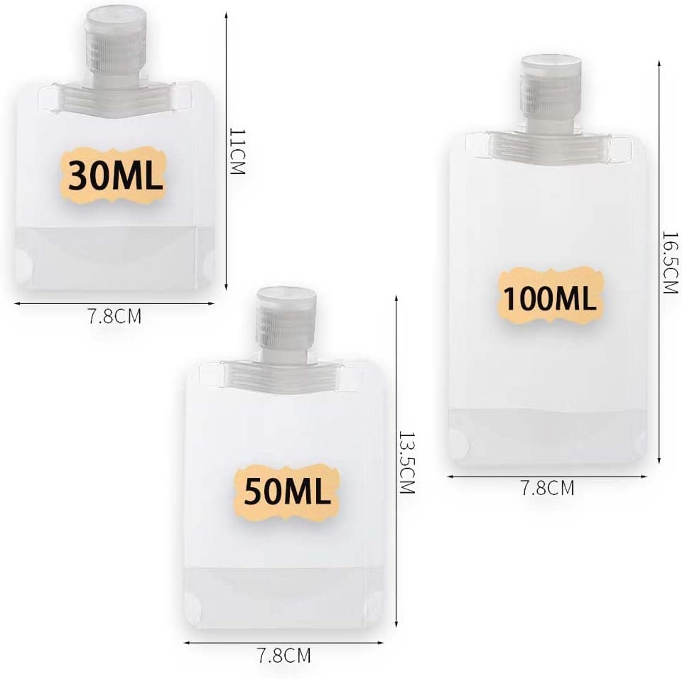 SANPEXA 30ml Refillable Travel Squeeze Pouch - Transparent Clamshell Cosmetic Container for Makeup, Lotion & Toiletries (2-Pack) | Perfect for Air Travel, Gym Essentials & Daily Skincare Routine