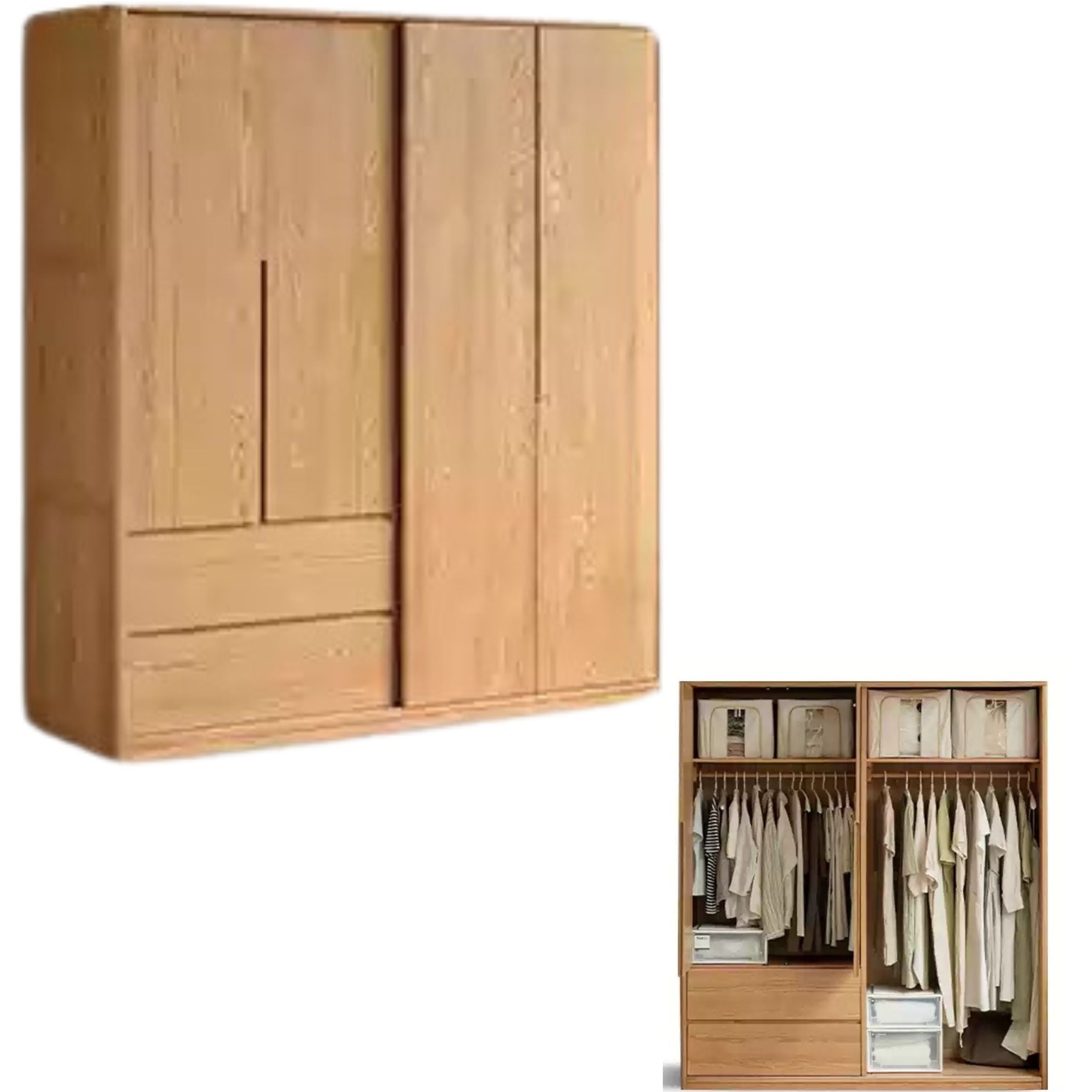 70.9x 24.4x78.7 inch /180x62x200сm /Natural Wood Color / Wardrobe