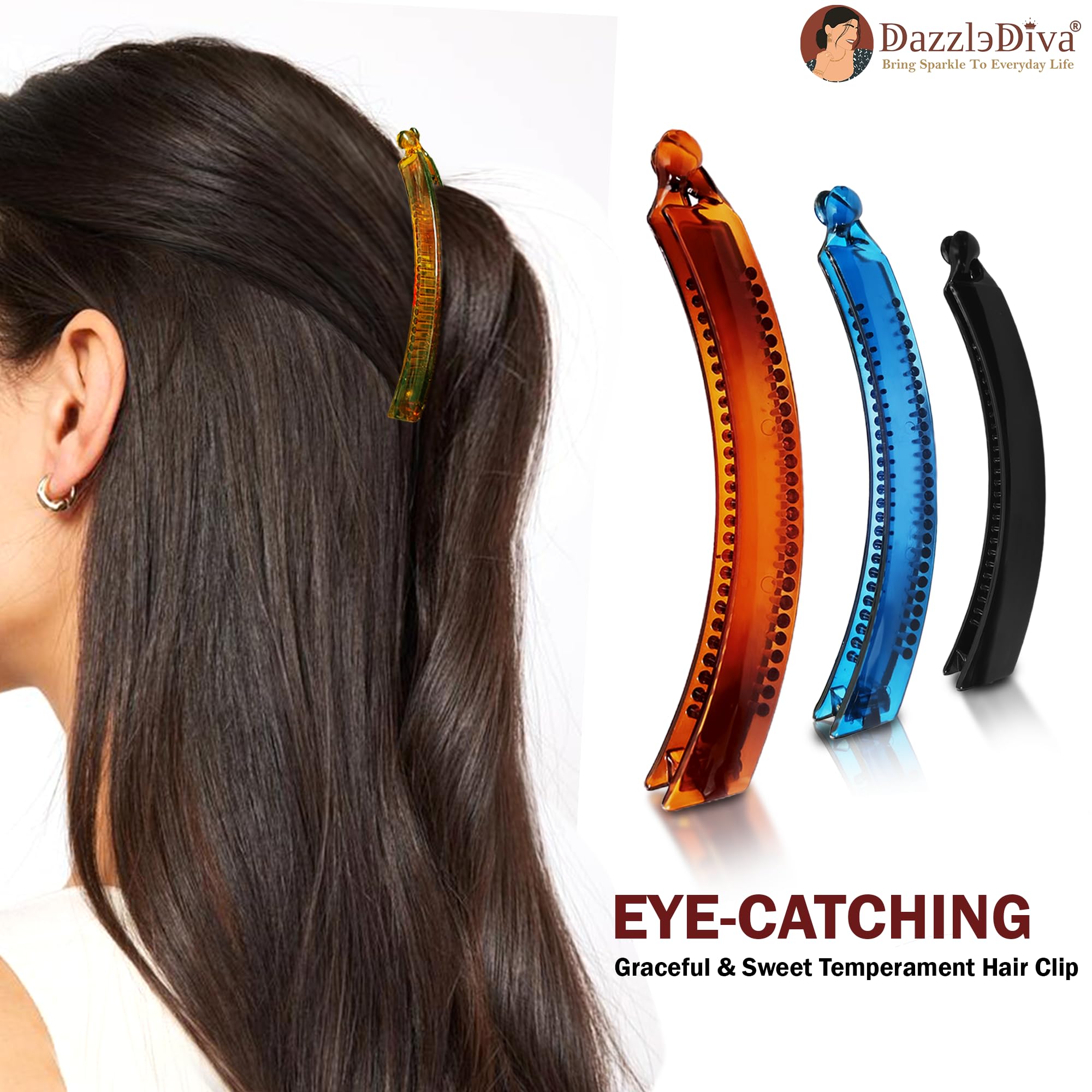TRESOR Big Banana Hair Clips for Women - Extra Large Strong Hold Hair Clamps for Thick Long Hair - Durable Fashion Hair Accessories for Ponytail, Bun, Updo - Perfect for Work, Wedding & Everyday Use (1 Piece)