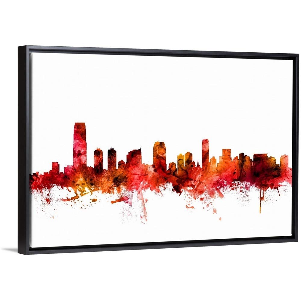 Jersey City New Jersey Skyline Black Float Frame Canvas Wall Art - Modern Home Decor for Living Room, Office & Bedroom