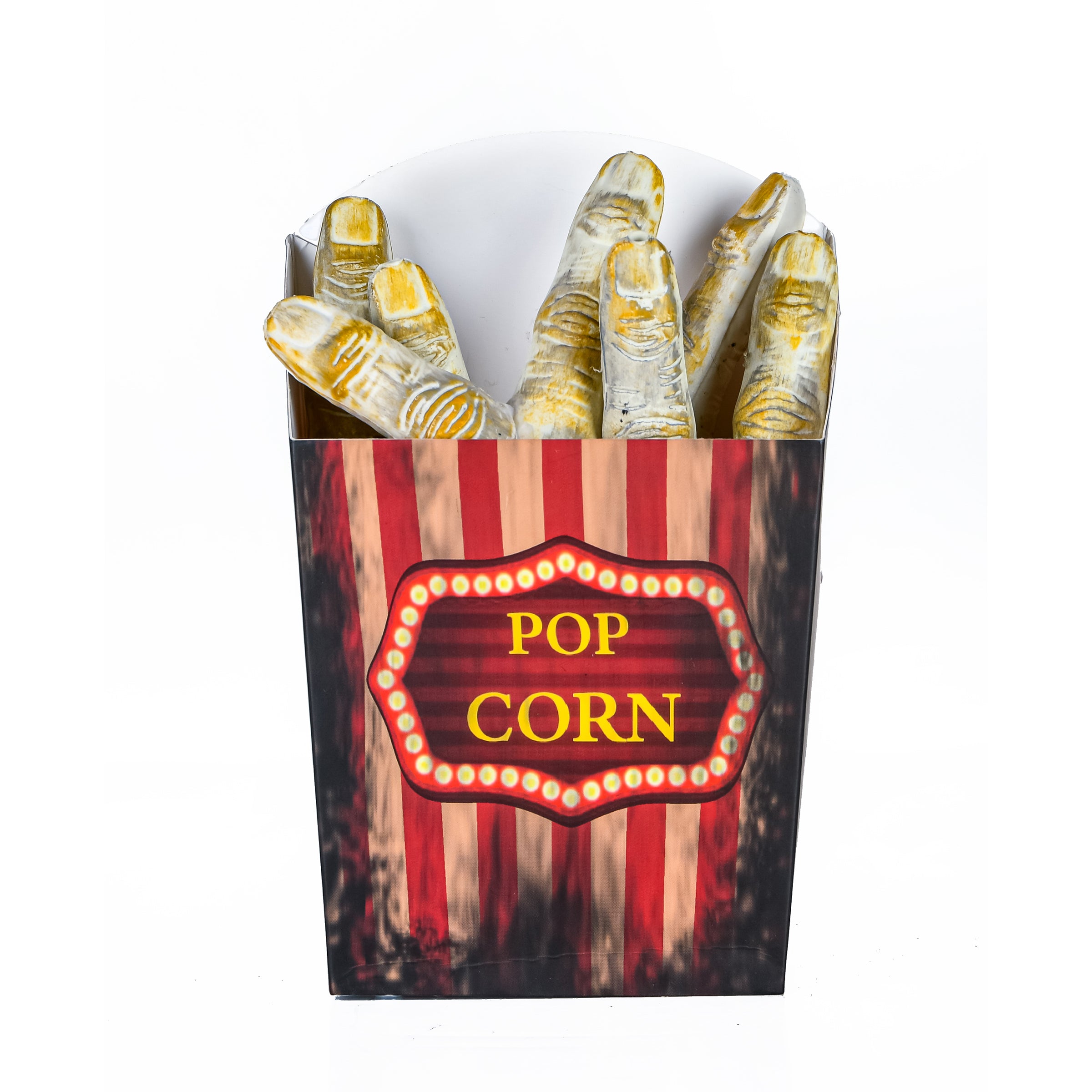 4 Inch Halloween Animated Popcorn Fingers with LED Lights & Sound Activation - Spooky Party Decor for Trick or Treat, Haunted House, and Halloween Festivities