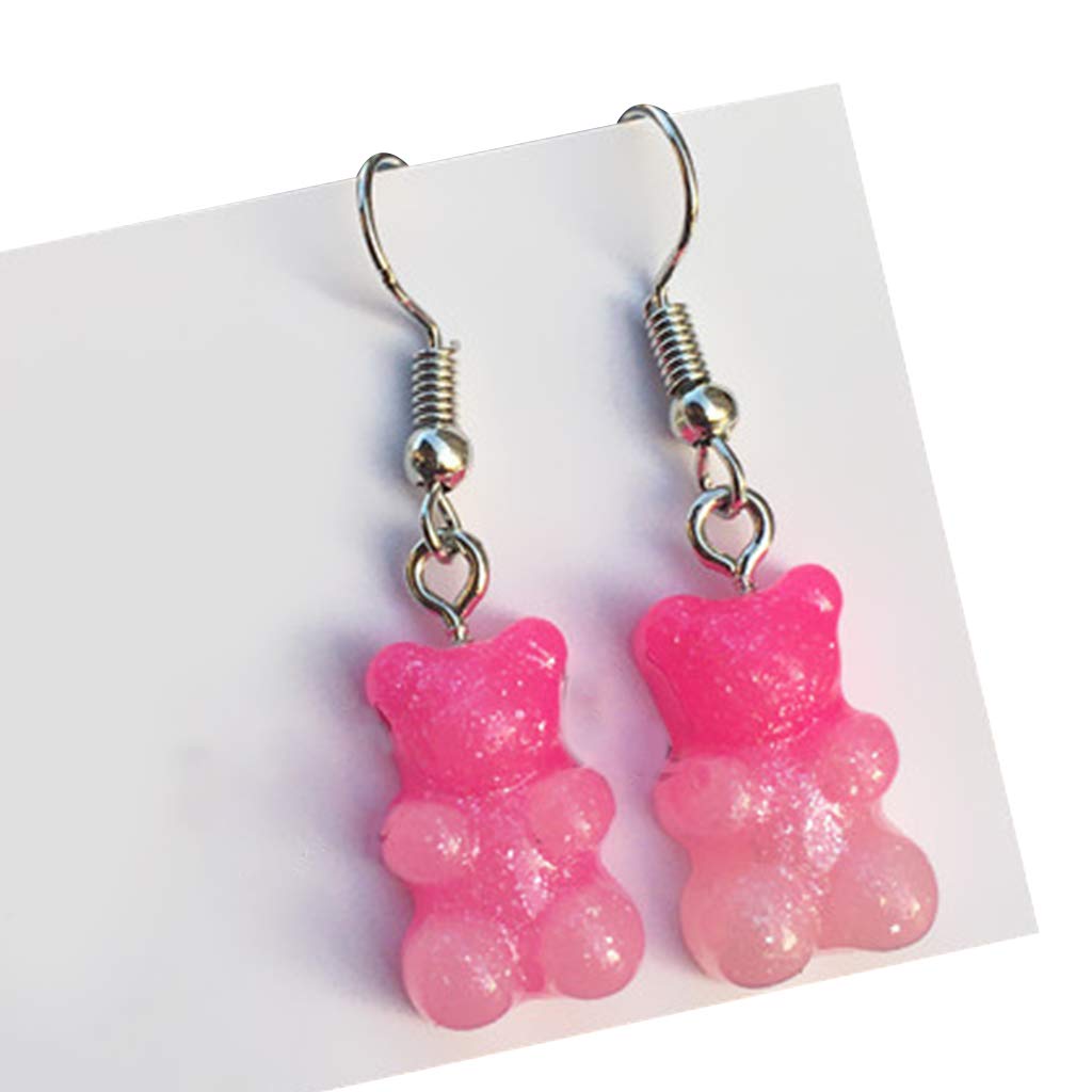 1 Pair Cute Candy Color Cartoon Gummy Bear Resin Dangle Drop Earrings for Women - Fun Kawaii Accessories for Parties, Gifts & Everyday Wear