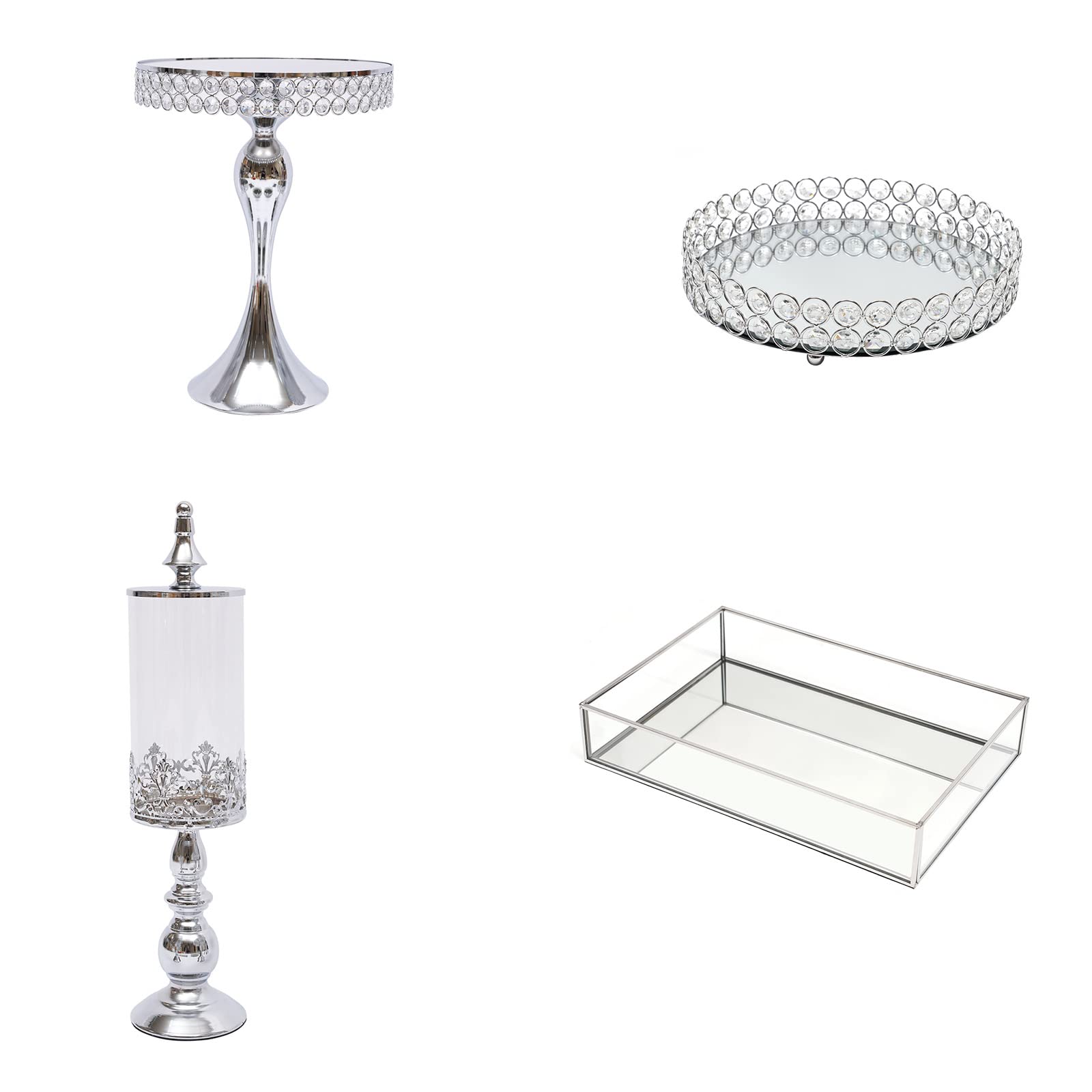 10-Piece Silver & Gold Cake Stand Set - 7-Tier Metal Cupcake & Dessert Display for Birthday Parties, Baby Showers, Anniversaries, Afternoon Tea - Elegant Table Centerpiece for Wedding Receptions & Holiday Celebrations
