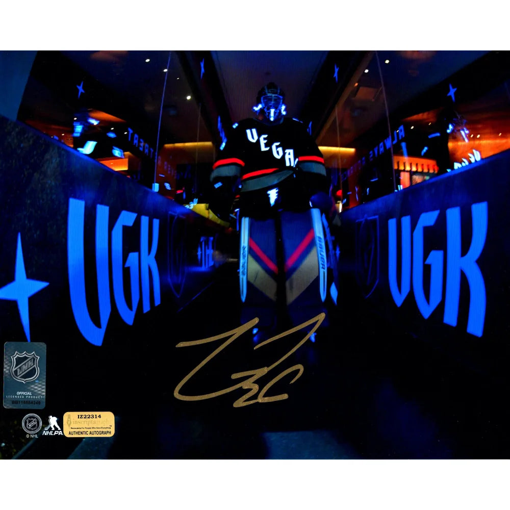 Logan Thompson Autographed Vegas Golden Knights 8x10 Photo with COA - NHL Hockey Memorabilia for Collectors & Fans - Perfect for Man Cave, Sports Room Decor, or Gift for Hockey Lovers
