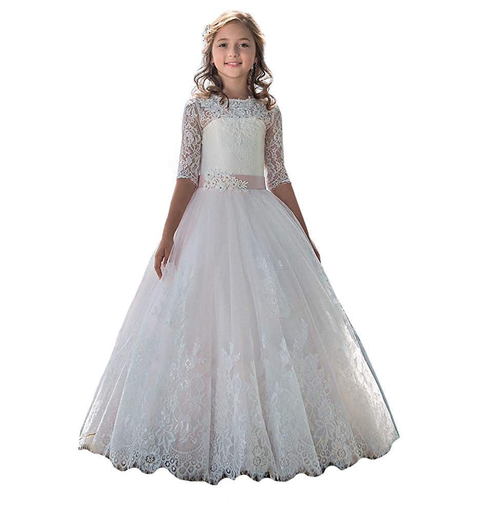 Elegant Flower Girl Dresses for Weddings | Half Sleeve Communion Dresses | Puffy Prom Dresses for Teens | Perfect for Church Ceremonies, First Communions & Special Occasions