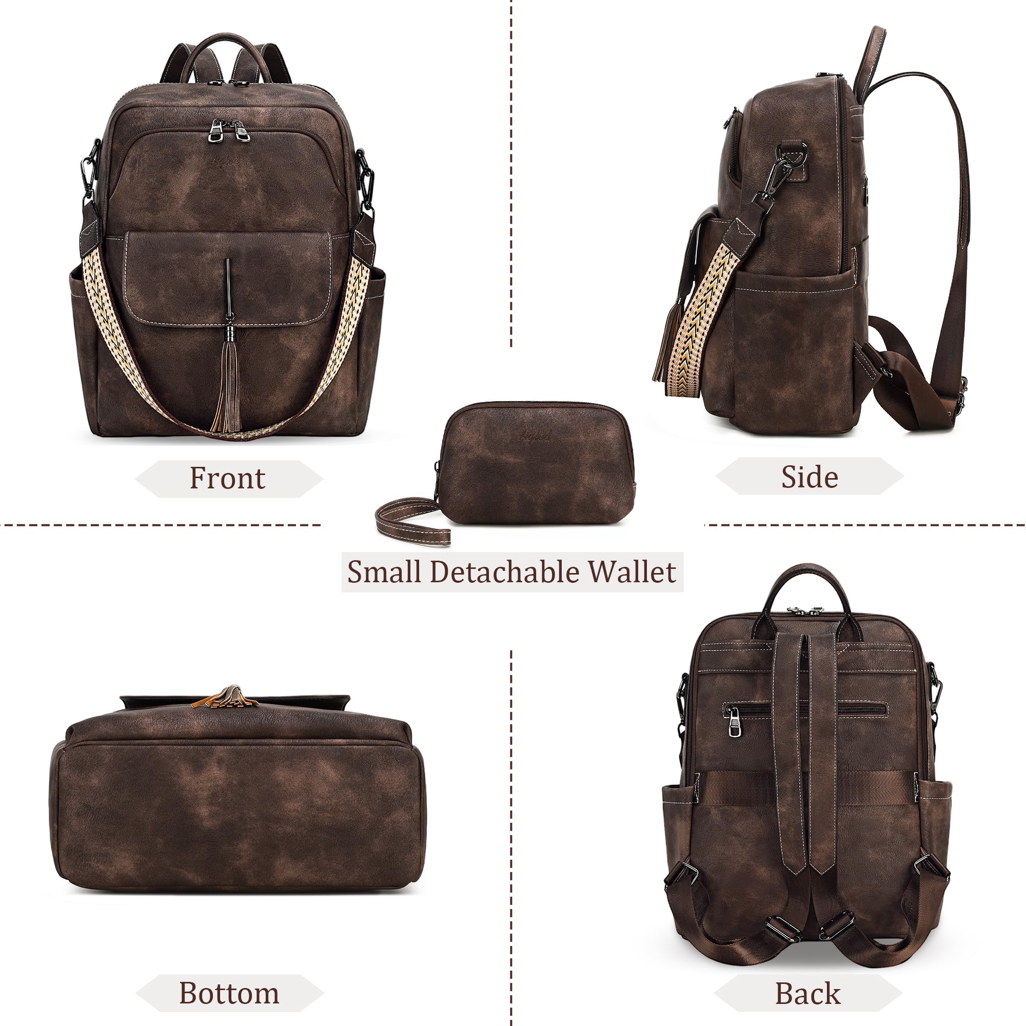 Women's Leather Backpack Purse - Fashion Tassel Shoulder Bag for Daily Use & Travel