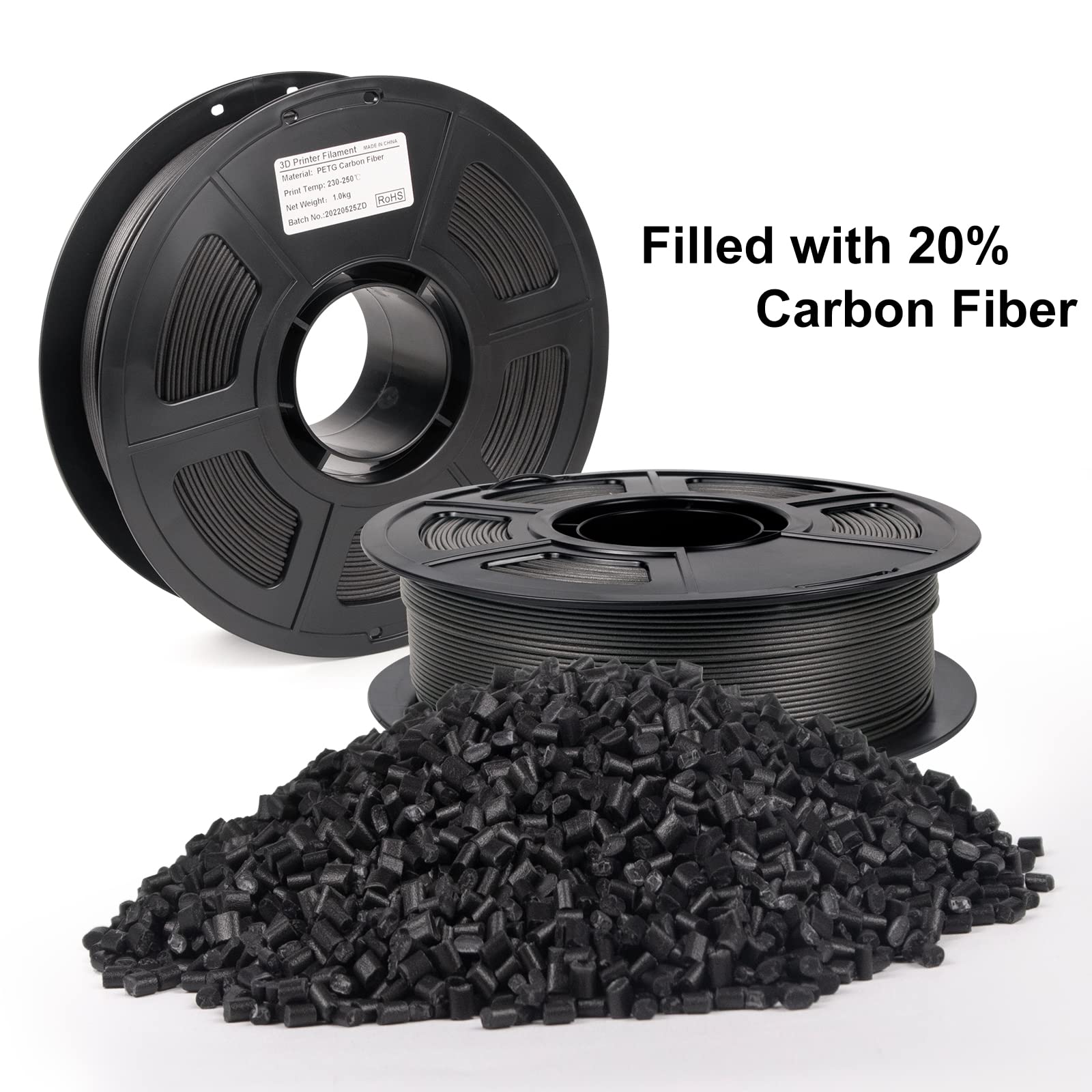 Premium IEMAI Carbon Fiber PETG Filament 1.75mm - 20% Carbon Filled 3D Printer Filament (1kg Spool, Matte Black) for High-Strength Functional Parts, RC Cars & Engineering Prototypes