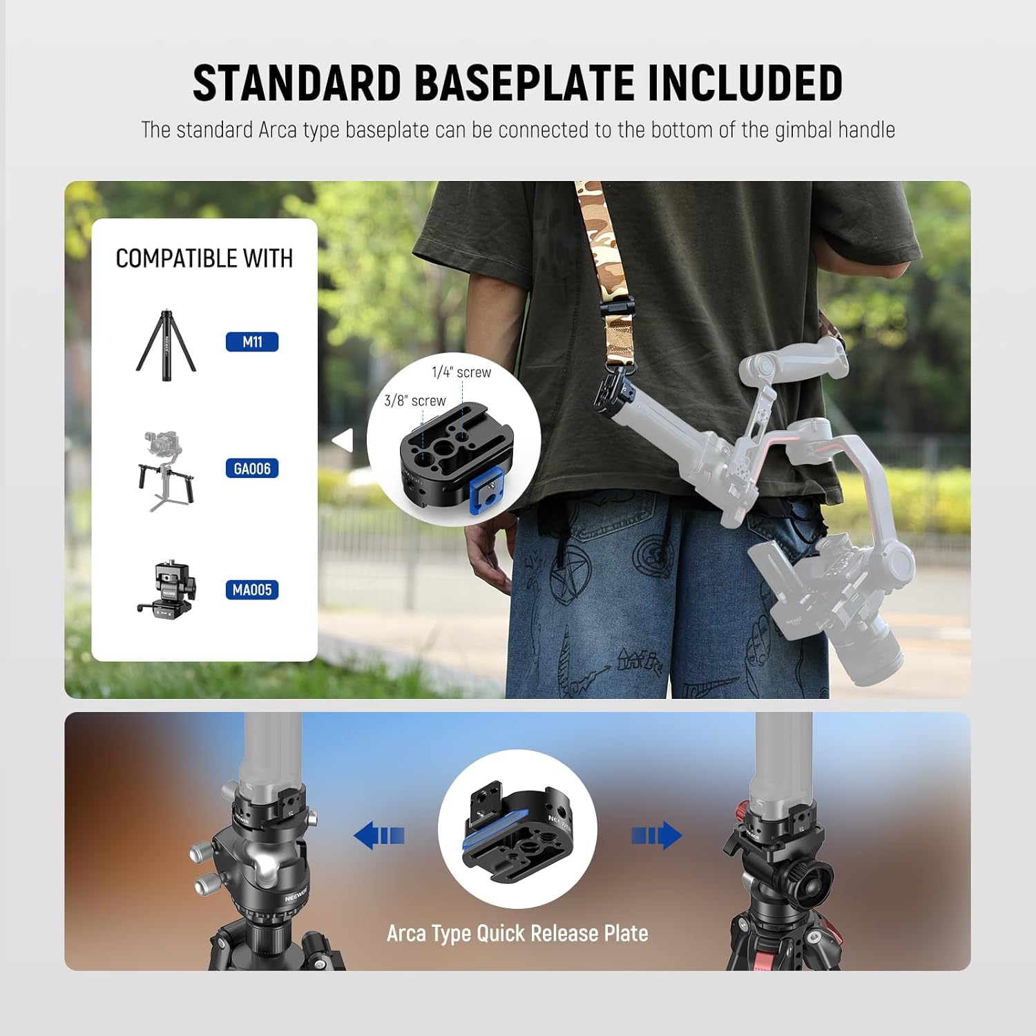 NEEWER GA016 Adjustable Shoulder Strap Compatible with DJI RS4, RS4 Pro, RS3, RS3 Pro Gimbal - Perfect for Videographers & Photographers On-The-Go