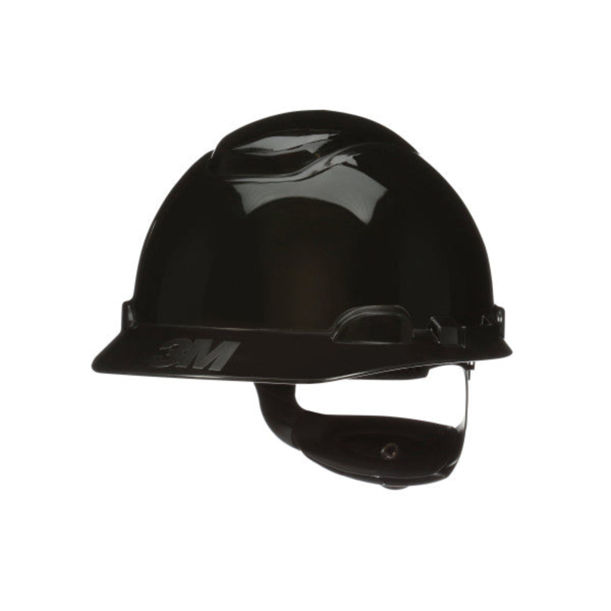 3M SecureFit Hard Hat - Black with 4-Point Pressure Diffusion Ratchet Suspension & UVicator H 712SFR UV - Ideal for Construction, Industrial Work & Outdoor Safety Gear