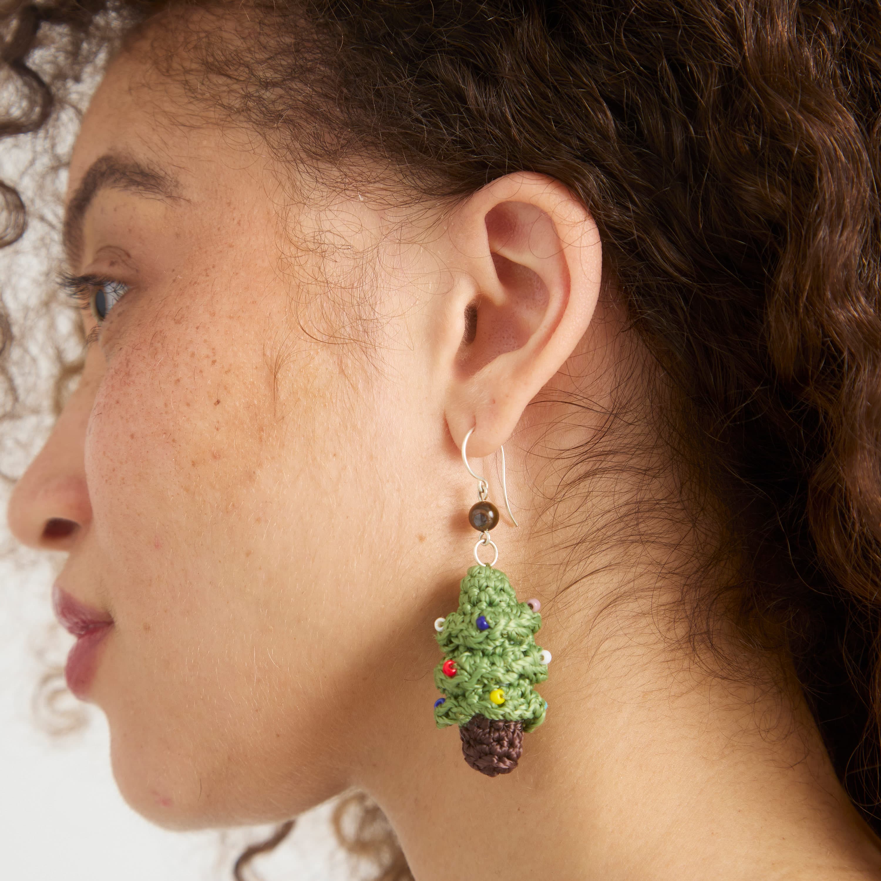 Handmade Crochet Christmas Tree Charm Earrings - Festive Holiday Jewelry for Women - Perfect for Christmas Parties & Gift Giving