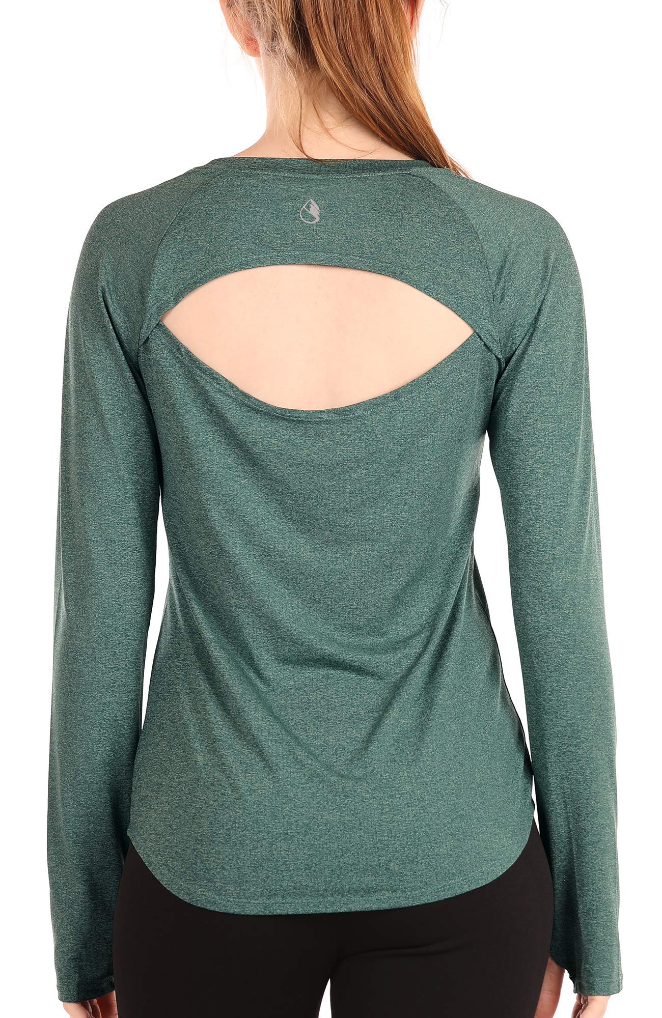 Icyzone Women's Long Sleeve Workout Shirts - Open Back Athletic Tops with Thumb Holes for Running, Yoga & Gym | Moisture-Wicking & Breathable Fitness Apparel