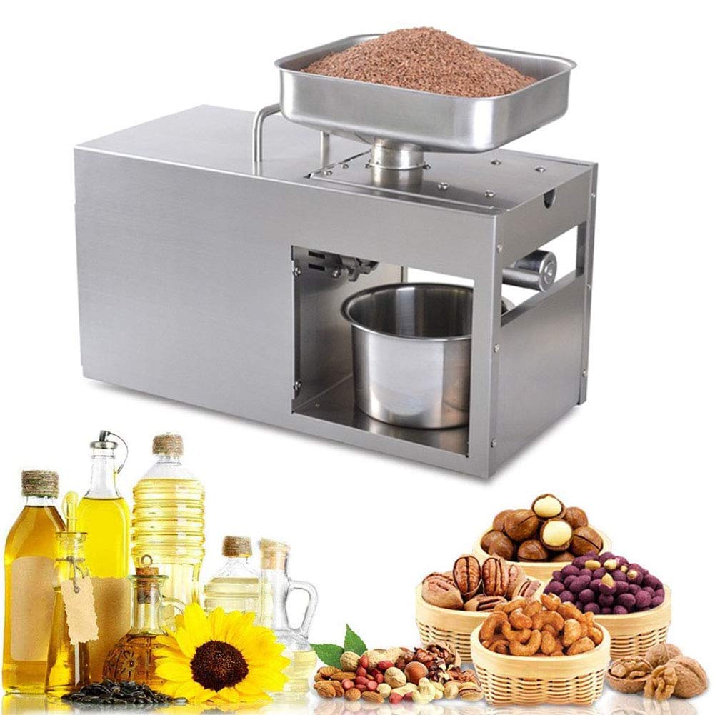 750W Electric Oil Press Machine - Cold & Hot Nut Oil Extractor, Stainless Steel Automatic Oil Expeller for Coconut, Castor, Olive, Peanuts - Perfect for Home Use & DIY Essential Oils