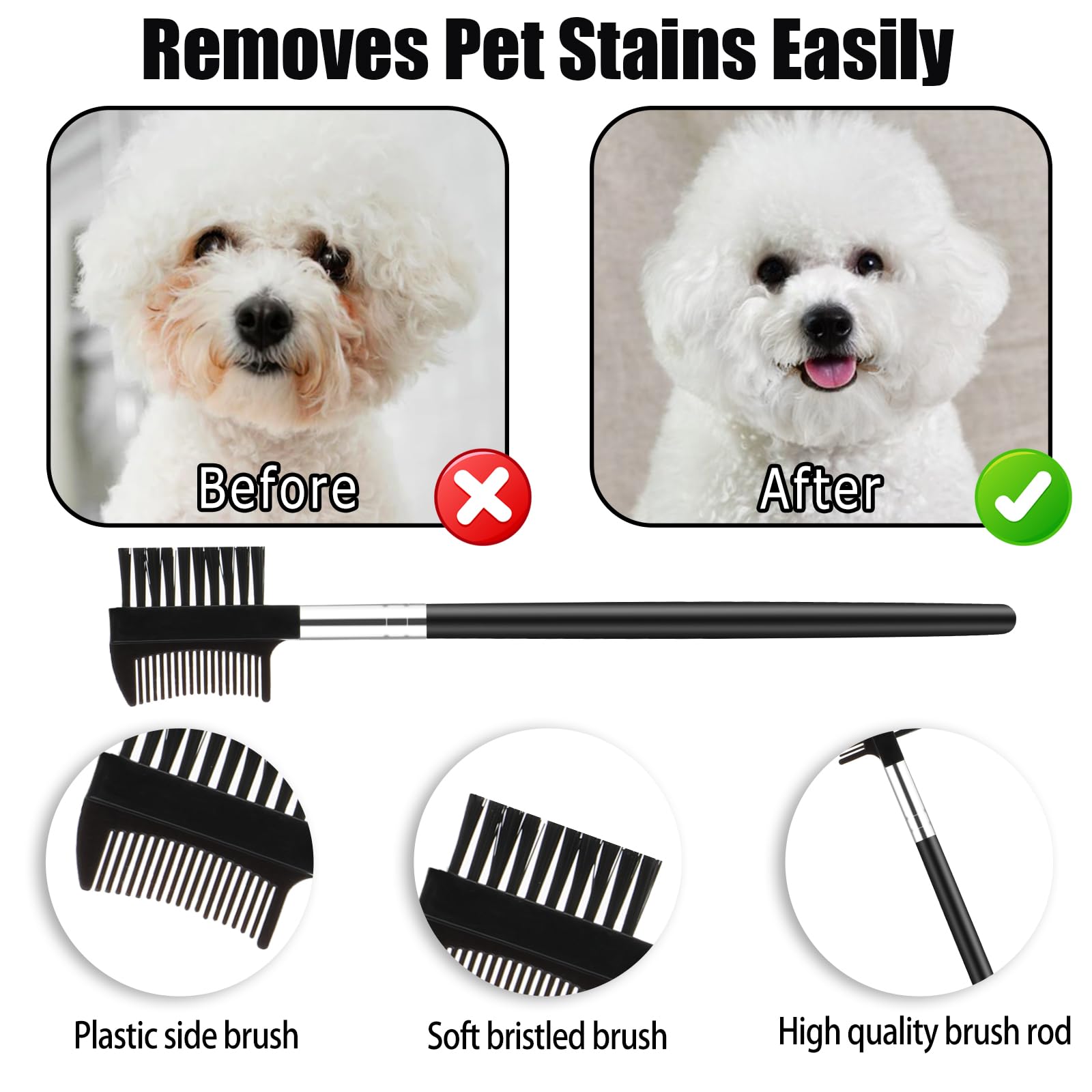 Molain 6 Pack Flea & Lice Comb for Dogs & Cats - Stainless Steel Pet Grooming Comb with Rounded Teeth, Double Sided Professional Tear Stain Remover & Dematting Tool - Safe for Small, Medium & Large Pets - Perfect for Home Grooming & Pet Salon Use
