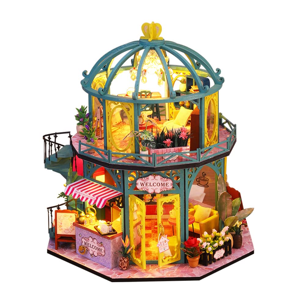 DIY Wooden Dollhouse Kit with LED Lights & Furniture - Miniature Architecture Model for Creative Room Decor, Birthday Gift Idea (Flower Room Theme) | Perfect for Kids Playroom, Home Decoration & Collectors Display