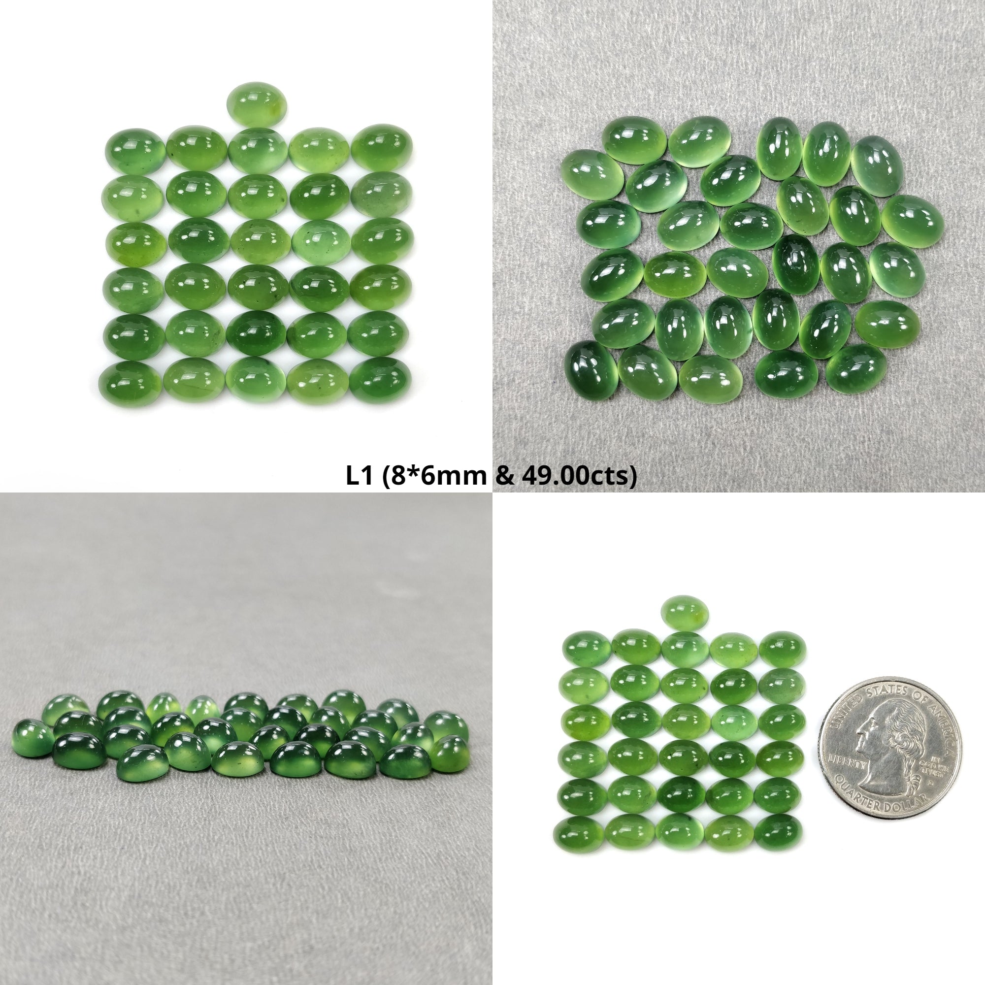 Natural Untreated Green Serpentine Gemstone Cabochon - Oval Shape 8x6mm (31pcs or 40pcs Lots) | Handmade Jewelry Making, Healing Crystals, DIY Crafts, Mineral Collection