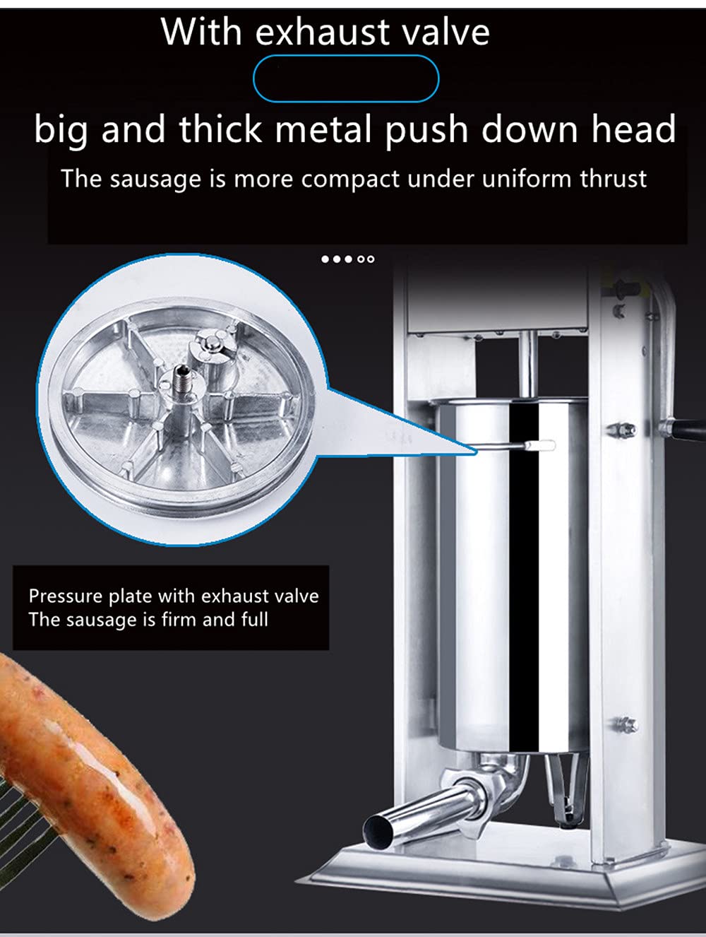 Stainless Steel Manual Sausage Stuffer - Vertical Meat Filler Machine for Homemade Salami & Sausages with Professional Nozzles - Perfect for Kitchen, BBQ Parties & DIY Charcuterie