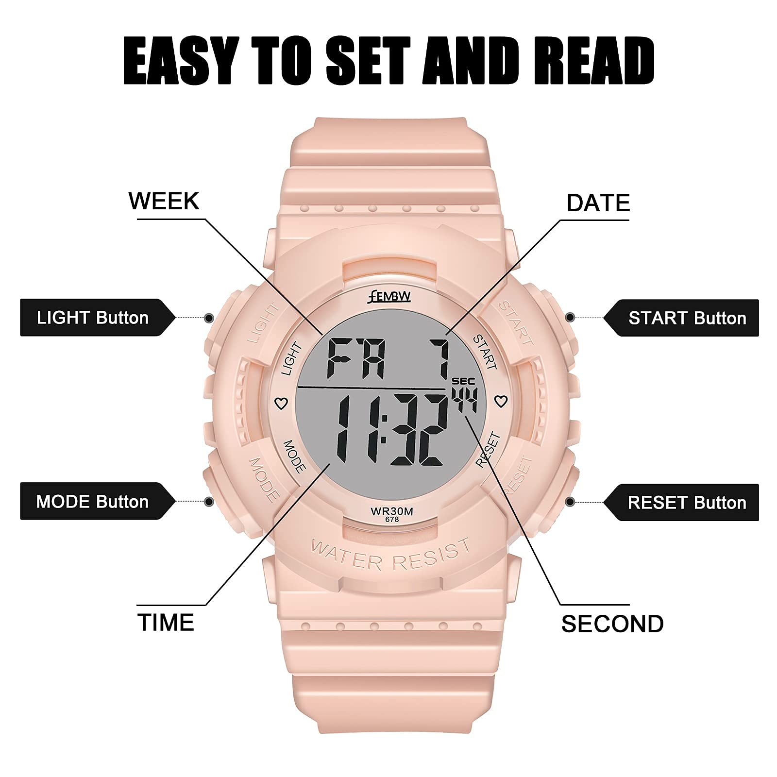 Kids Digital Sports Watch - 7-Color Backlight, Alarm, Stopwatch | Waterproof for Swimming & Outdoor Activities