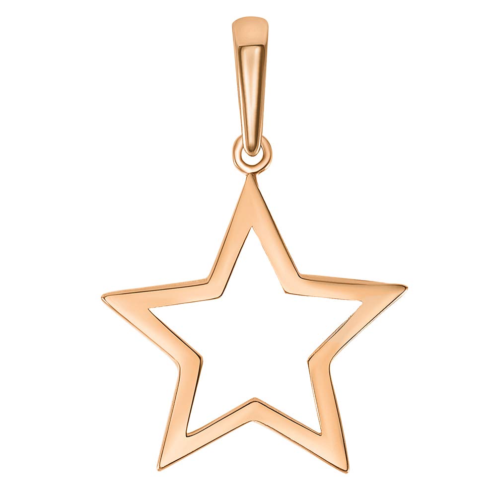 14K Rose Gold Open Star Charm Pendant Necklace for Women - Dainty Layering Jewelry, Gift for Her - Perfect for Date Night, Anniversary & Everyday Wear