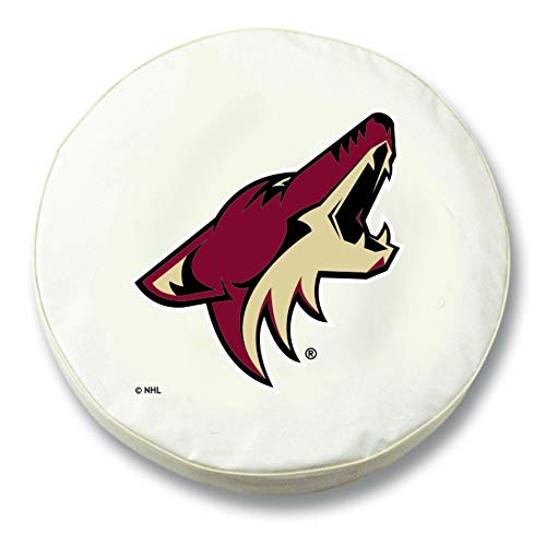 Arizona Coyotes White Vinyl Fitted Spare Tire Cover by Holland Bar Stool Co. - Perfect for Trucks, SUVs & Off-Road Vehicles (HBS Model)