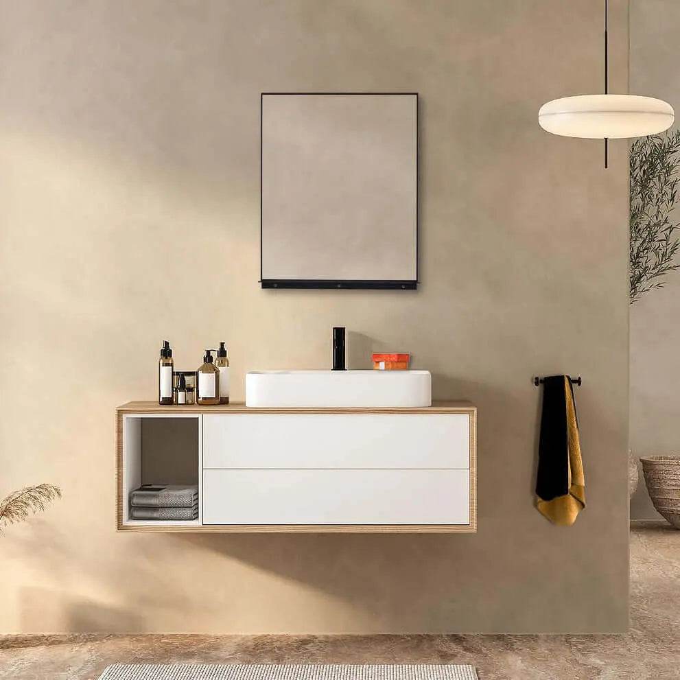 Lexi 24W x 32H Rectangular Framed Wall Mirror with Built-in Shelf in Matte Black - Perfect for Entryway, Bathroom & Bedroom Decor