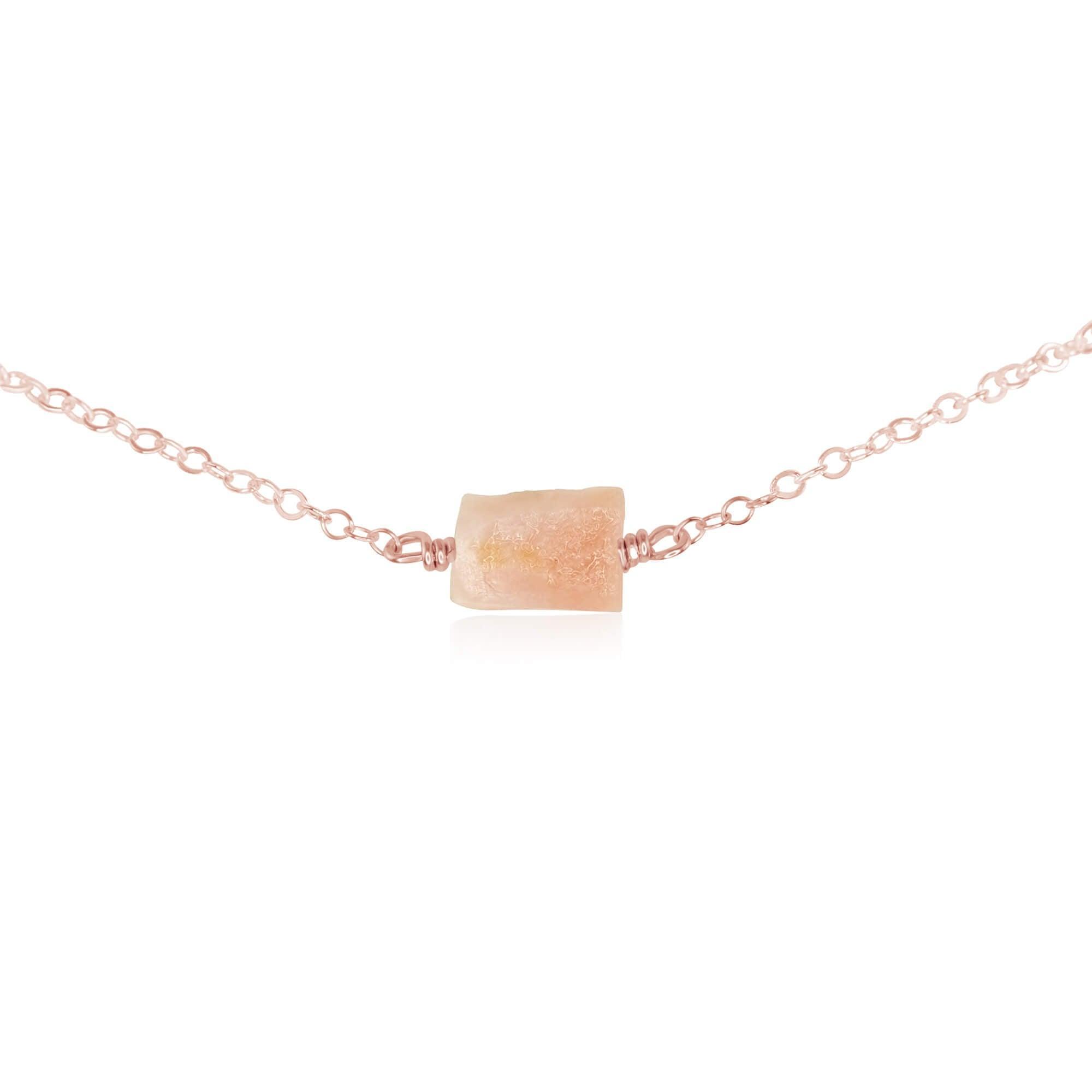 Natural Pink Peruvian Opal Crystal Choker Necklace - Raw Stone Jewelry for Women, Boho Style, Healing & Spiritual Energy - Perfect for Meditation, Yoga, and Everyday Wear