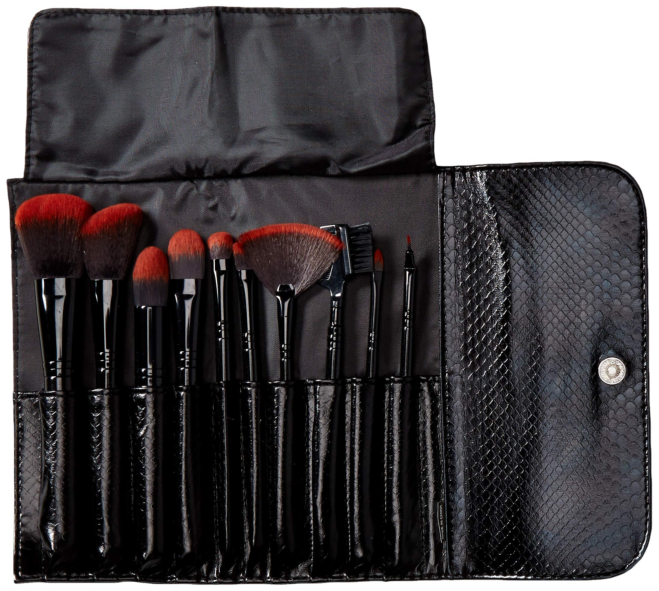 Bellaterra Cosmetics 10-Piece Makeup Brush Set - Vegan Synthetic Bristles for Foundation, Blending & Contouring - Professional Makeup Brushes for Daily Use & Travel
