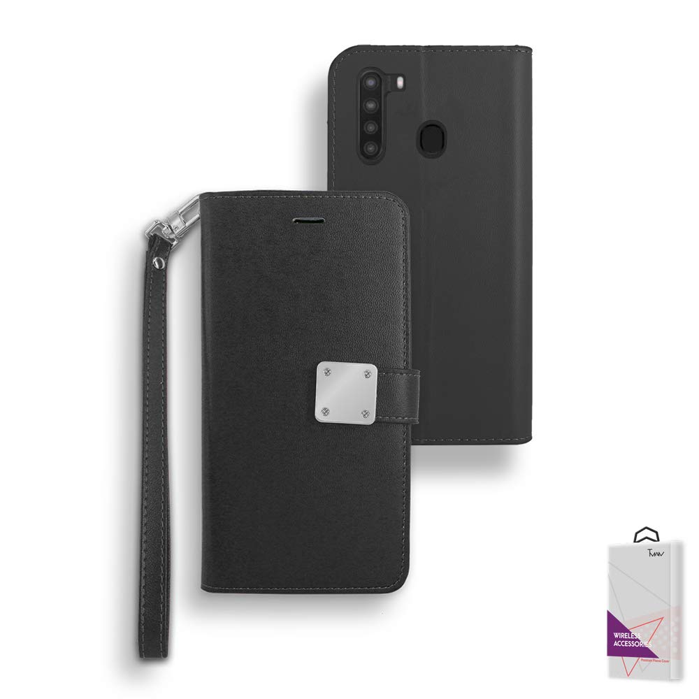 Premium Leather Wallet Case for Samsung Galaxy A11 (A115) - Double Card Slots, RFID Protection, Slim Design - Perfect for Everyday Use, Travel & Business (Black)