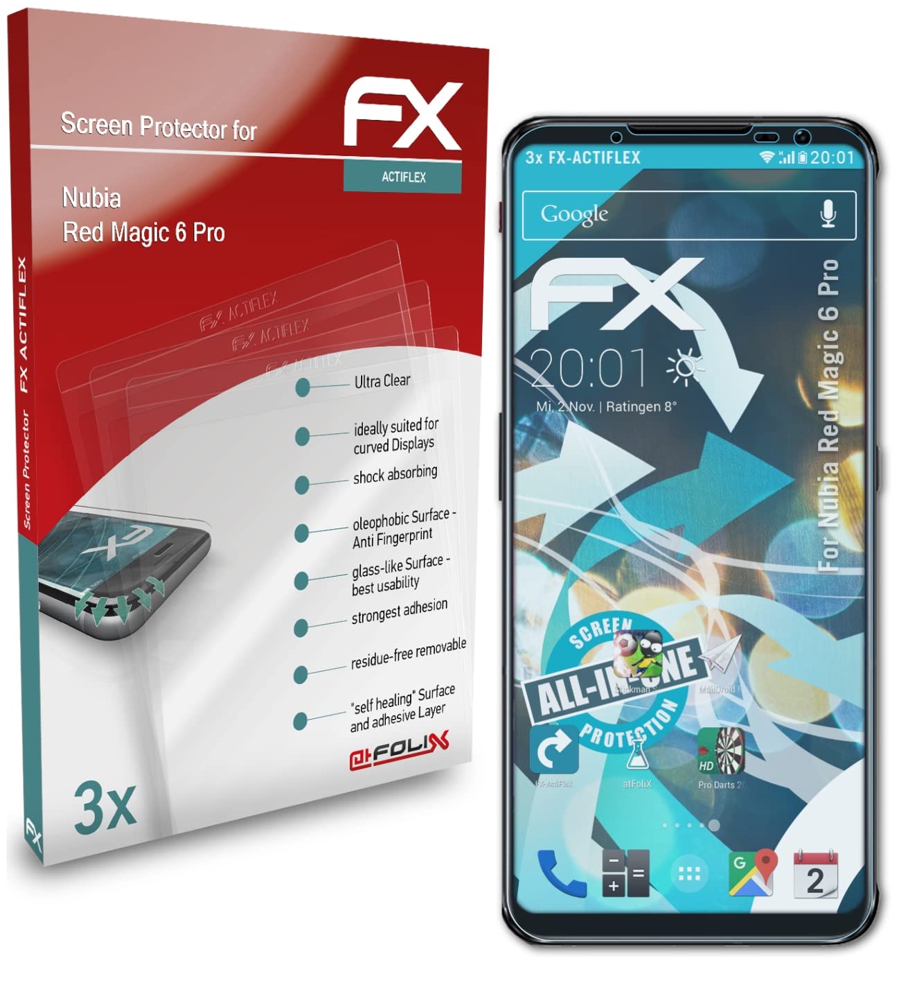 RedMagic 6 Pro Screen Protector - 3 Pack Ultra Clear Flexible FX Film | HD Touchscreen Protection for Gaming & Daily Use