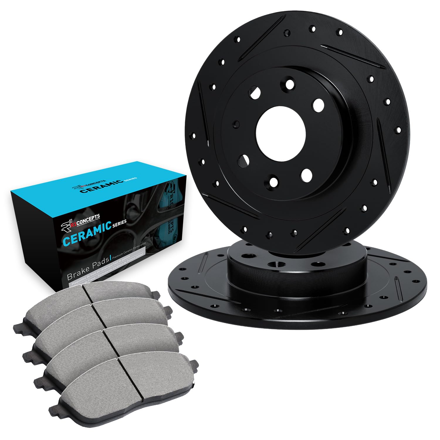 R1 Concepts Rear Brake Pads and Rotors Kit - Ceramic Brake Set for 2002-2004 Ford Focus | High-Performance Braking for Daily Commute & City Driving