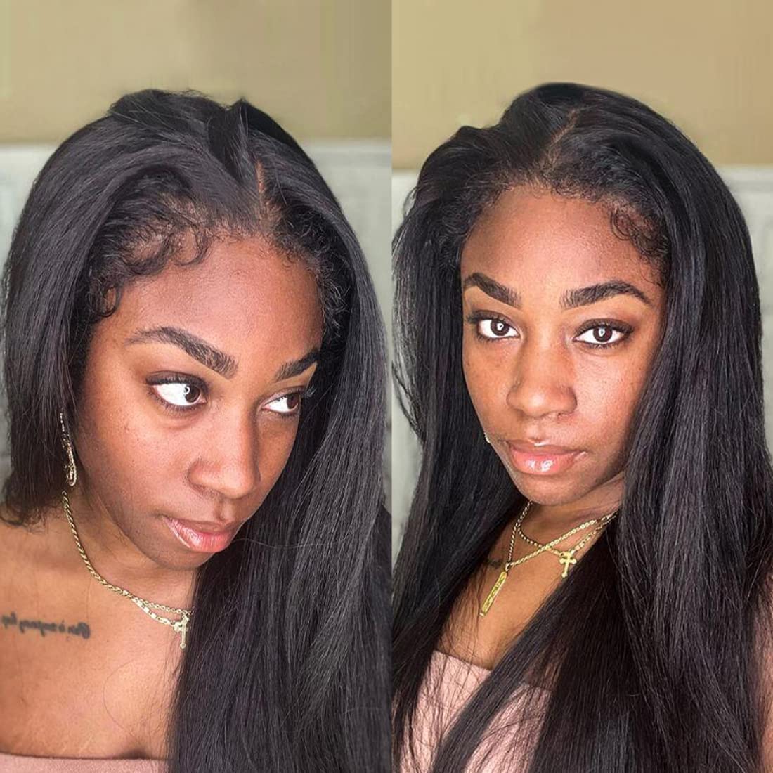 13x6 HD Lace Frontal Human Hair Wig with Pre-Plucked Bleached Knots & Baby Hair - Natural Preplucked Hairline for Black Women - Perfect for Daily Wear, Special Occasions & Protective Styling (14 Inches)