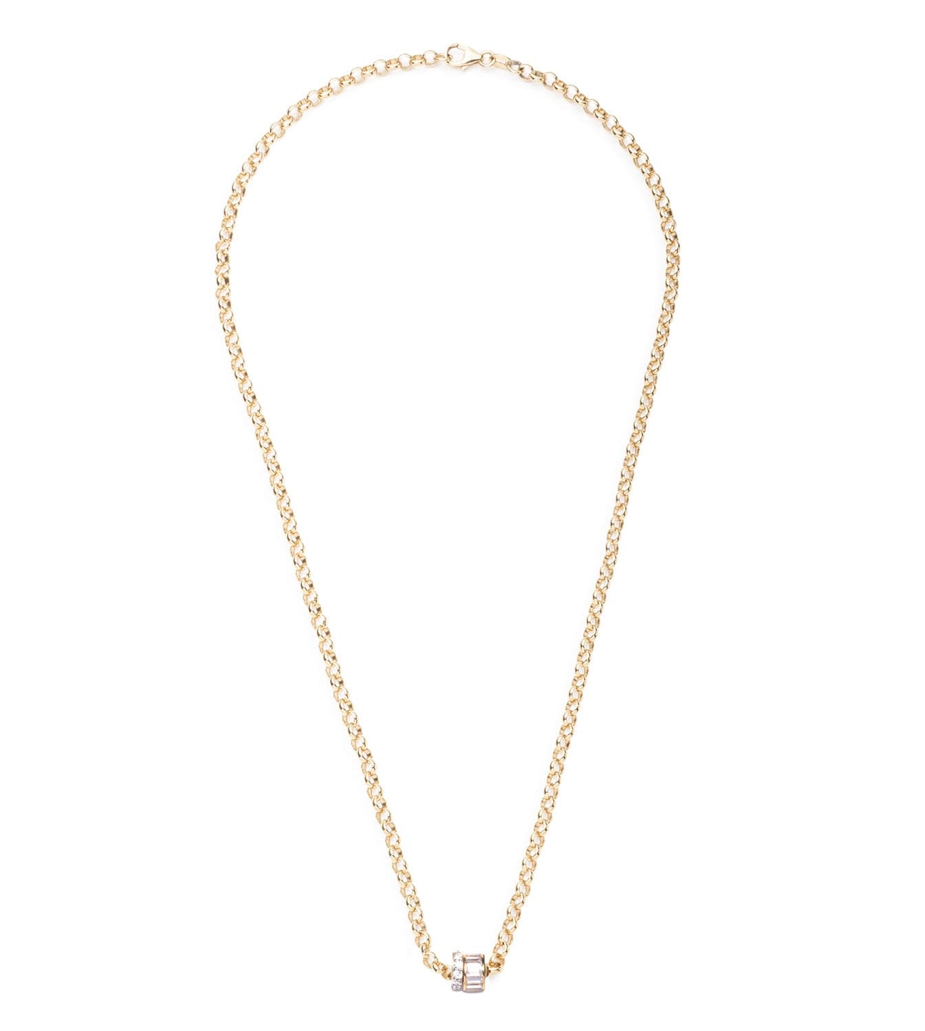 Elegant Baguette Diamond & Pave Diamond Edge Heartbeat Belcher Chain Necklace - Perfect for Weddings, Anniversaries & Romantic Gifts