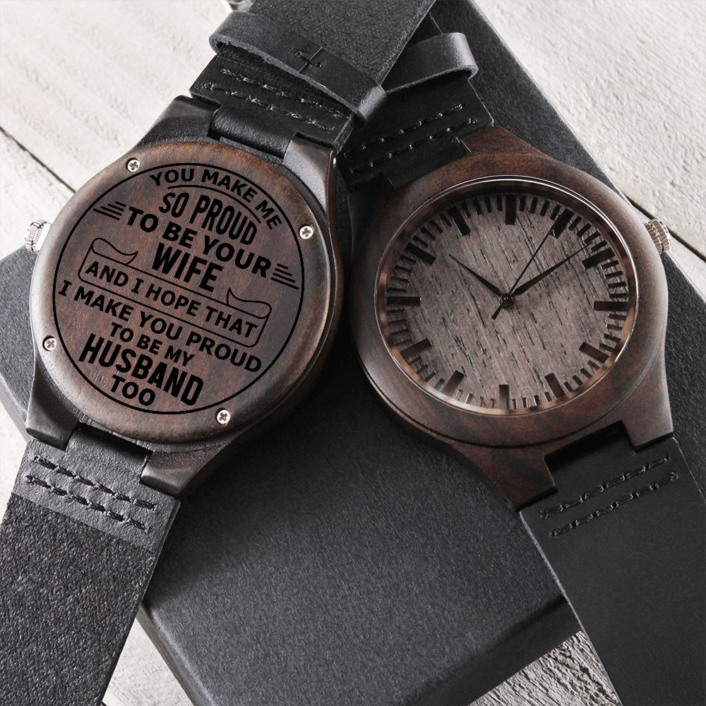 Handcrafted Sandalwood Engraved Watch for Men - Personalized Gift for Husband, Birthday, Christmas, Anniversary - Perfect for Formal Events & Everyday Wear