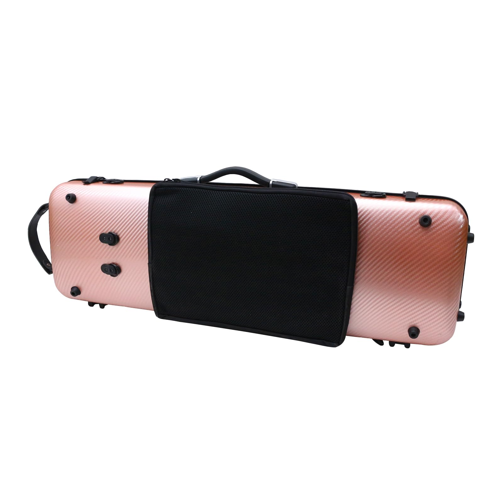 Premium Carbon Fiber Violin Case - Lightweight & Durable Oblong Design for Full Size Violin with Music Sheet Pocket (Rose Gold) - Perfect for Travel, Performances & Music Lessons