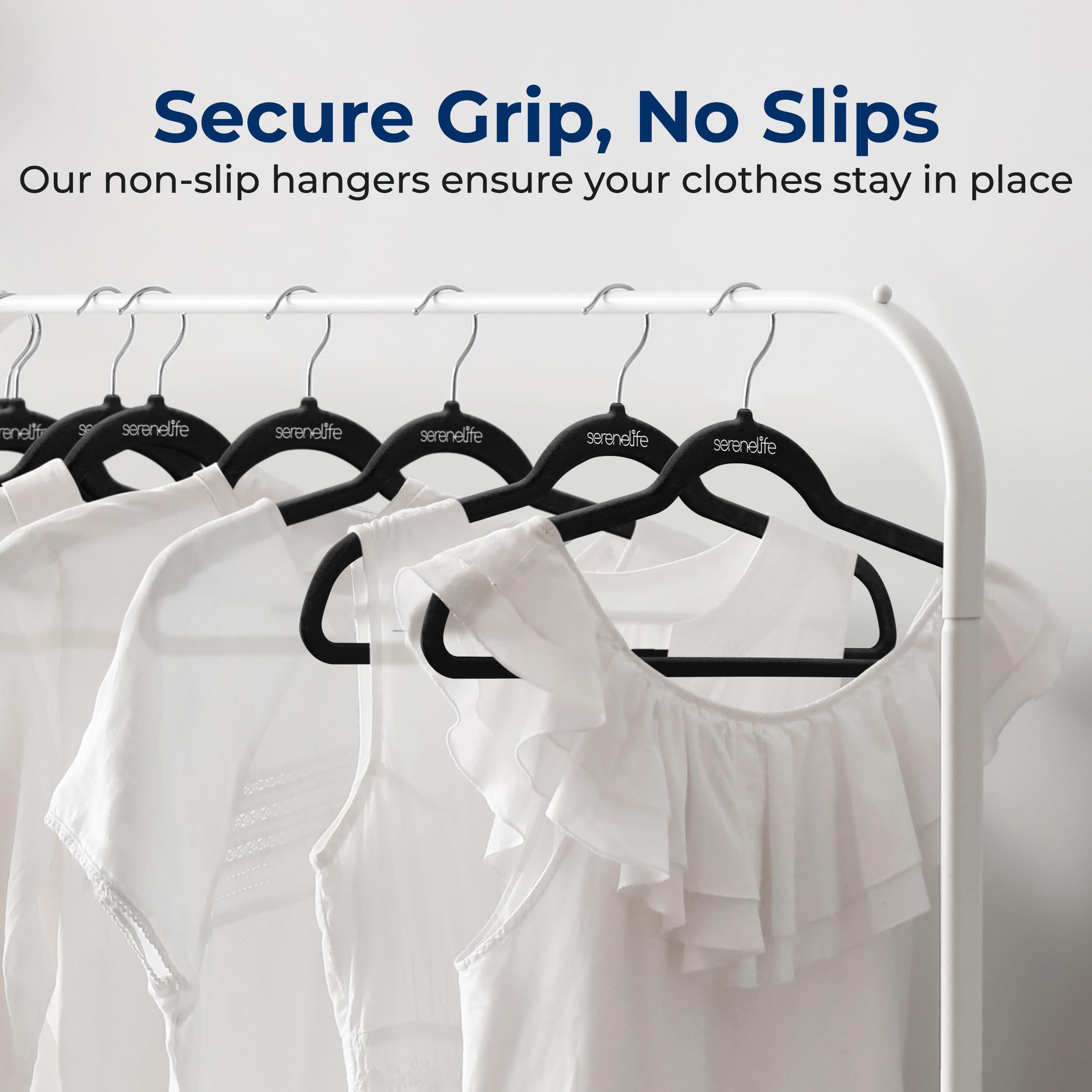 SereneLife 200 Pack Velvet Hangers - Non-Slip Felt Clothes Hangers with 360° Swivel Hook, Space-Saving Ultra-Thin Design for Shirts, Sweaters, Hoodies & Dresses - Perfect for Closet Organization, Retail Stores & Kids Wardrobe