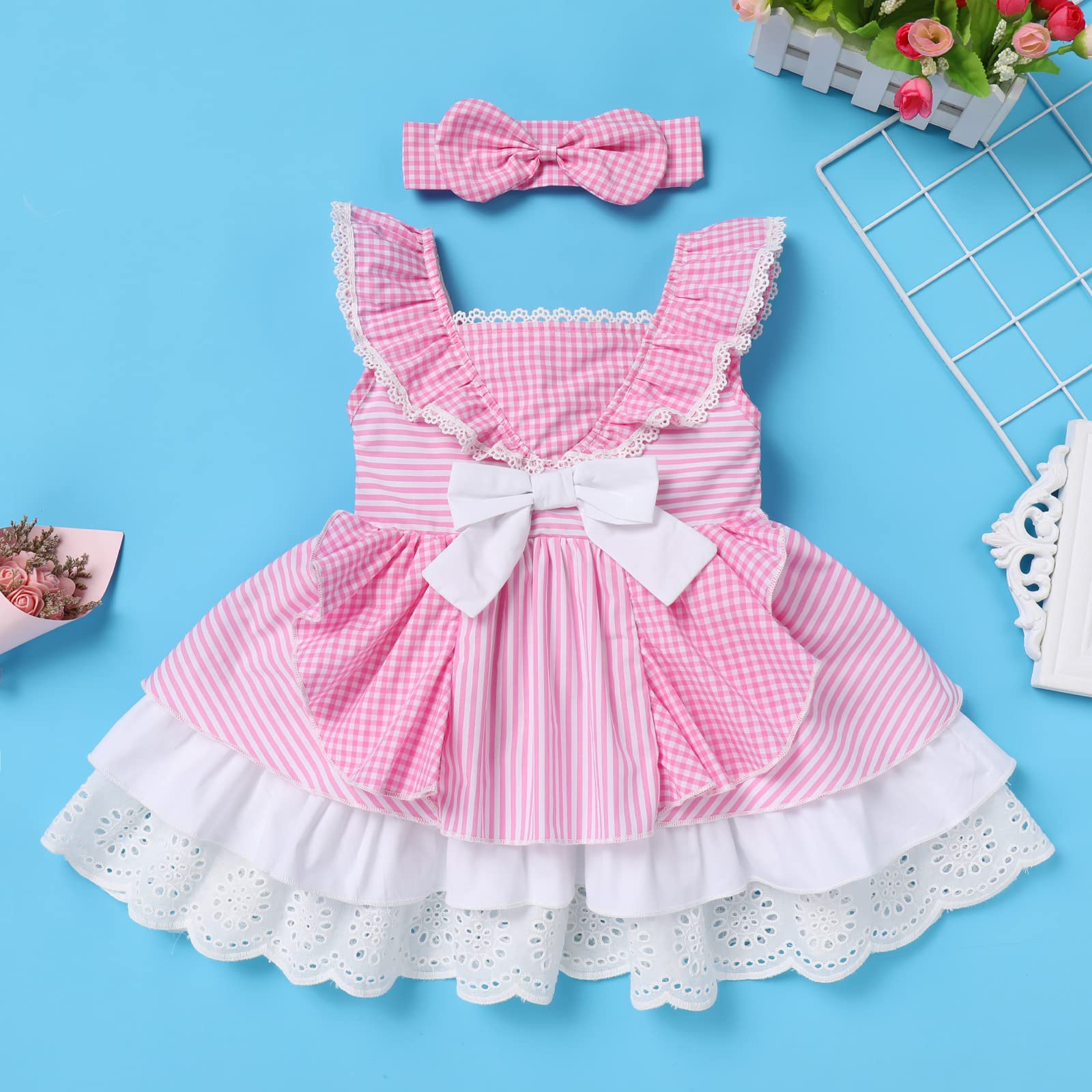 ODASDO Baby Girl Dress - Flower Petals Rainbow Tulle Tutu Princess Dress for Birthday Party, Pageant, Evening Wedding | Perfect for Special Occasions & Photo Shoots
