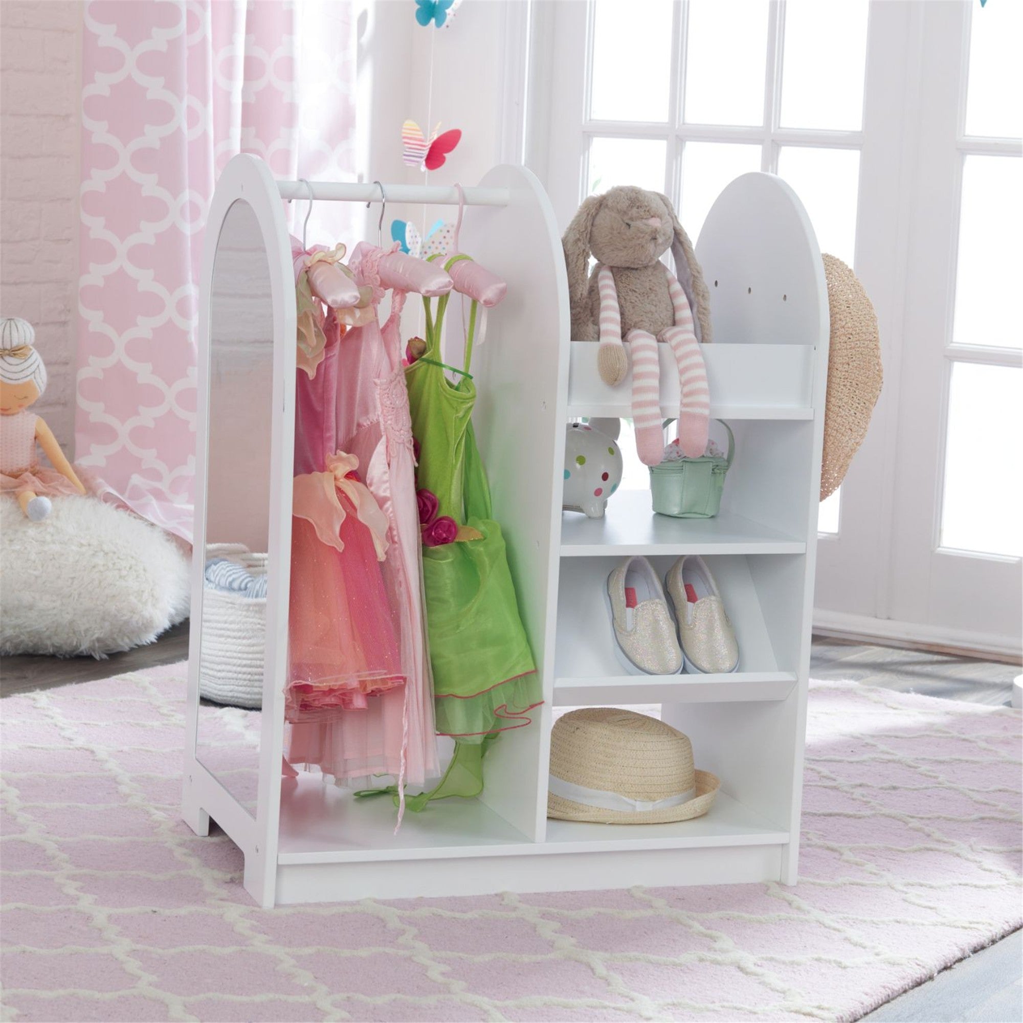 KidKraft White Fashion Pretend Play Station - Kids Role Play Dress Up & Makeup Vanity Set for Girls Ages 3-8 | Perfect for Birthday Gifts & Imaginative Play