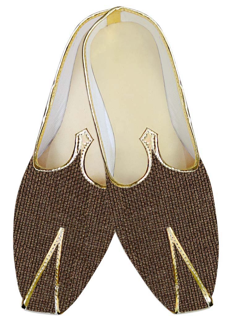 INMONARCH Indian Men's Bronze Jute Wedding Shoes | Traditional Sherwani Footwear MJP013117 | Perfect for Weddings, Festivals & Cultural Events