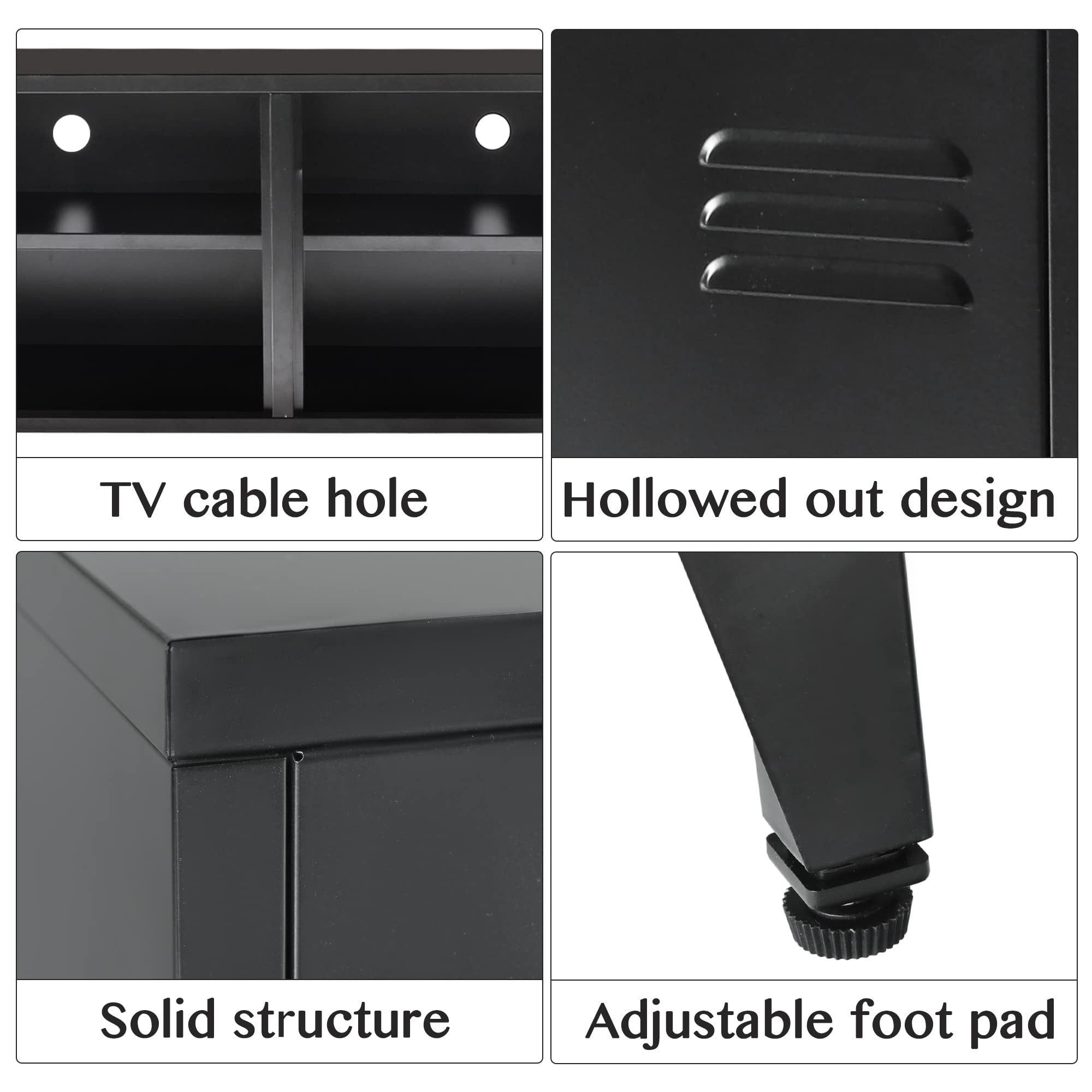 HOPUBUY 2-Door Black Metal Storage Cabinet - Steel Locker with Adjustable Shelves for Bedroom, Garage, Office Organization | Space-Saving Home & Office Storage Solution
