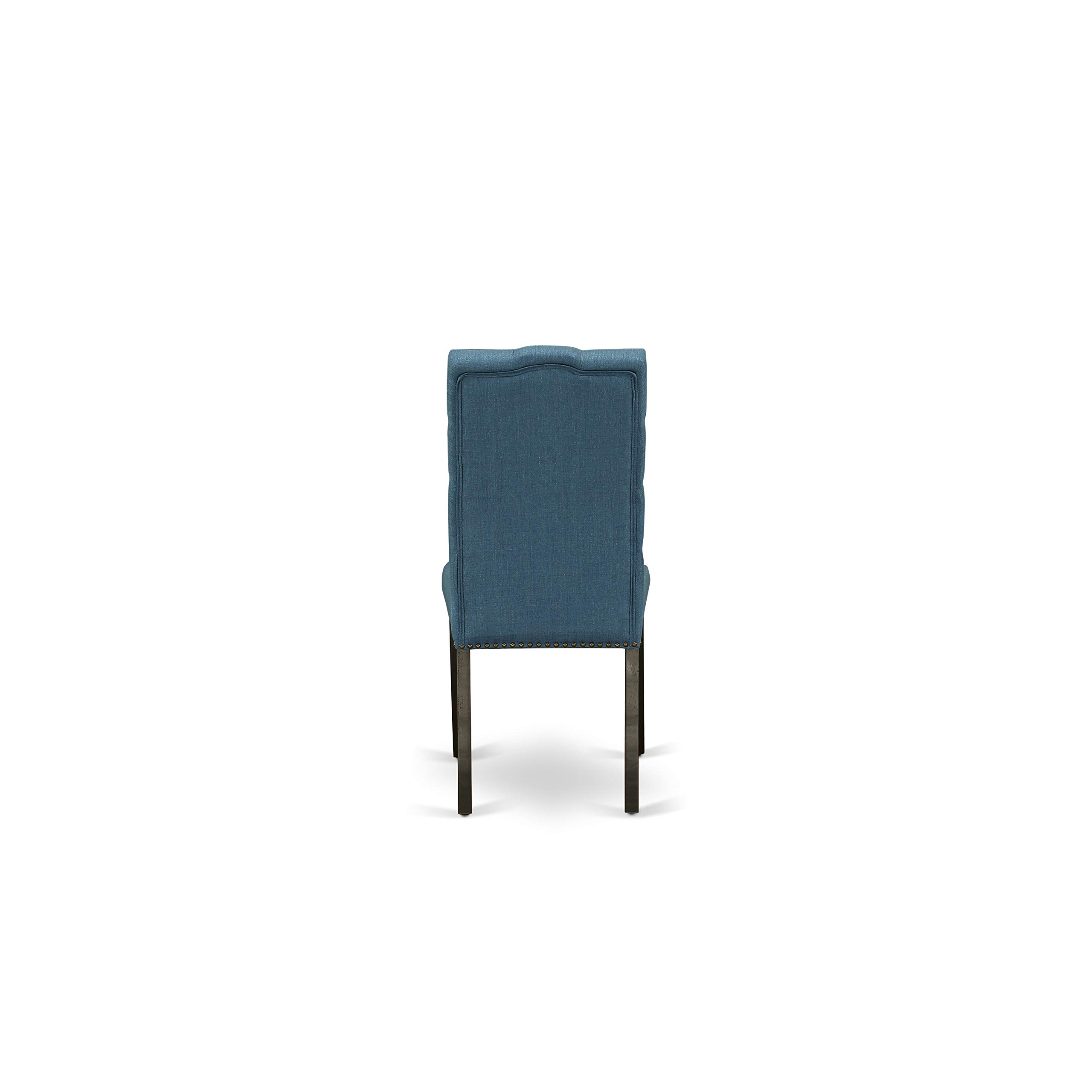 East West Furniture 5-Piece Dining Table Set for 4 - 40x72 Inch Rectangle Kitchen Table with X-Legs & 4 Blue Linen Fabric Chairs - Modern Dining Room Furniture for Small Spaces, Kitchen, Breakfast Nook & Apartment Dining Area