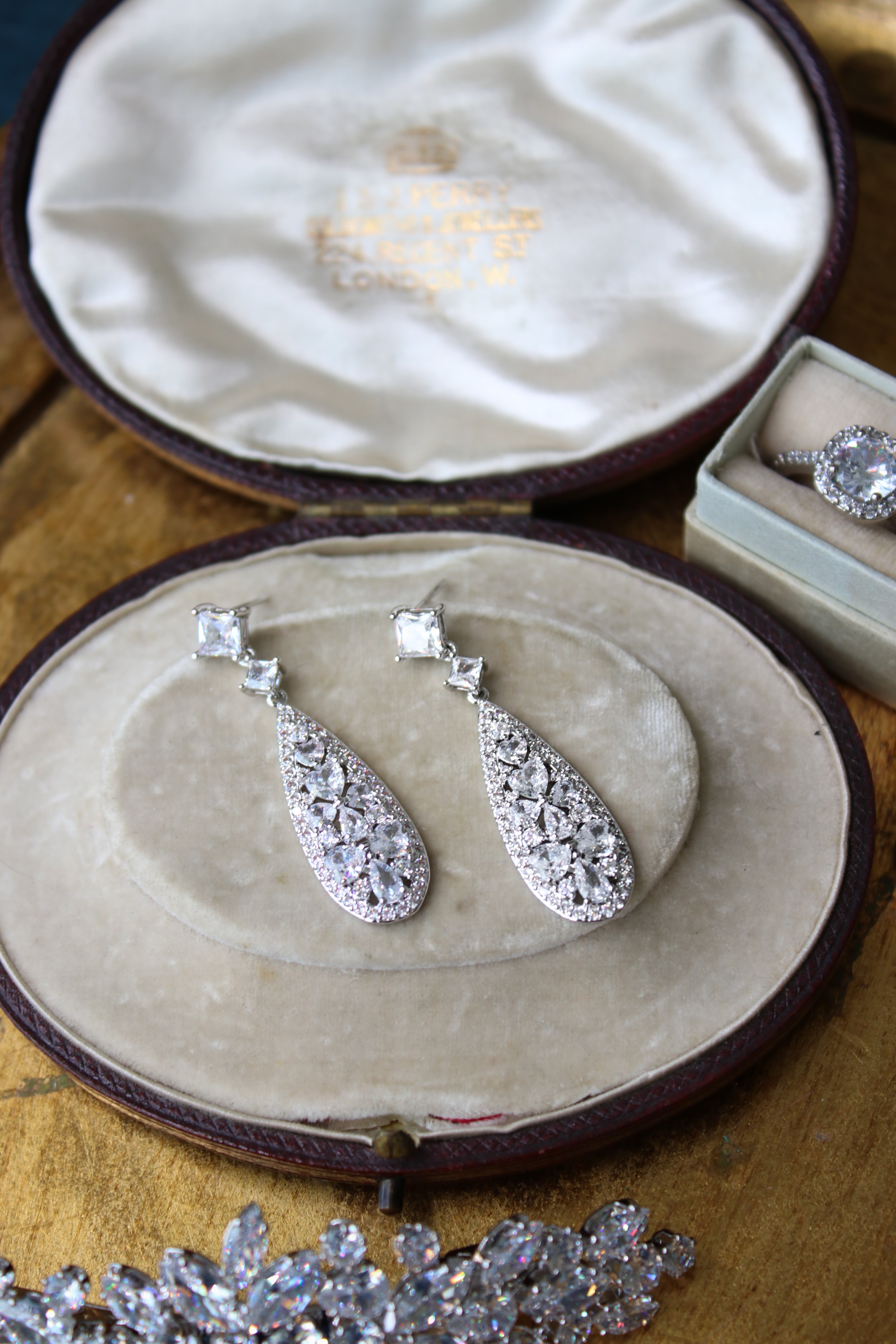 EVELYN Simulated Diamond Wedding Drop Earrings – Elegant Bridal Jewelry for Weddings, Anniversaries & Special Occasions