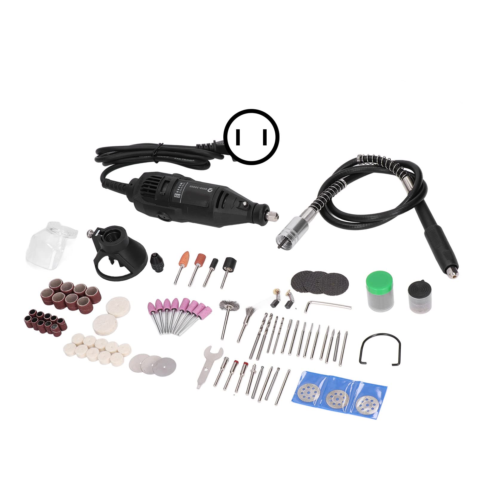8000-30000 RPM Mini Electric Grinder Tool Kit with 0.5-3.2mm Universal Chuck & Cutting Discs - 110V 60Hz US Plug for Model Making, DIY Projects, Woodworking & Metal Crafting
