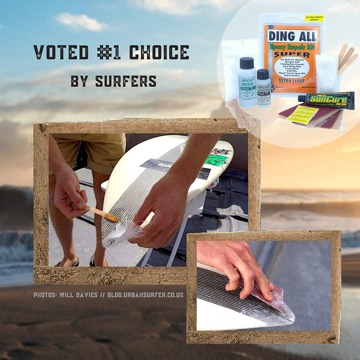 Ding All SUPER Epoxy Repair Kit - Professional Ding & Dent Repair Solution for Cars, Boats, Surfboards | Quick Fix for Auto Body, Marine & Sports Equipment