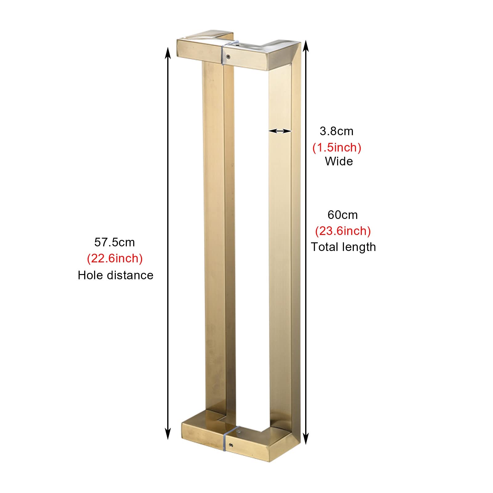 Double Sided H-Shaped Sliding Door Handle - 24 Inch Rectangle Pull Bar for Wooden & Glass Doors - Gold Finish Barn Entry Handle - Perfect for Farmhouse, Modern Homes & Office Partitions