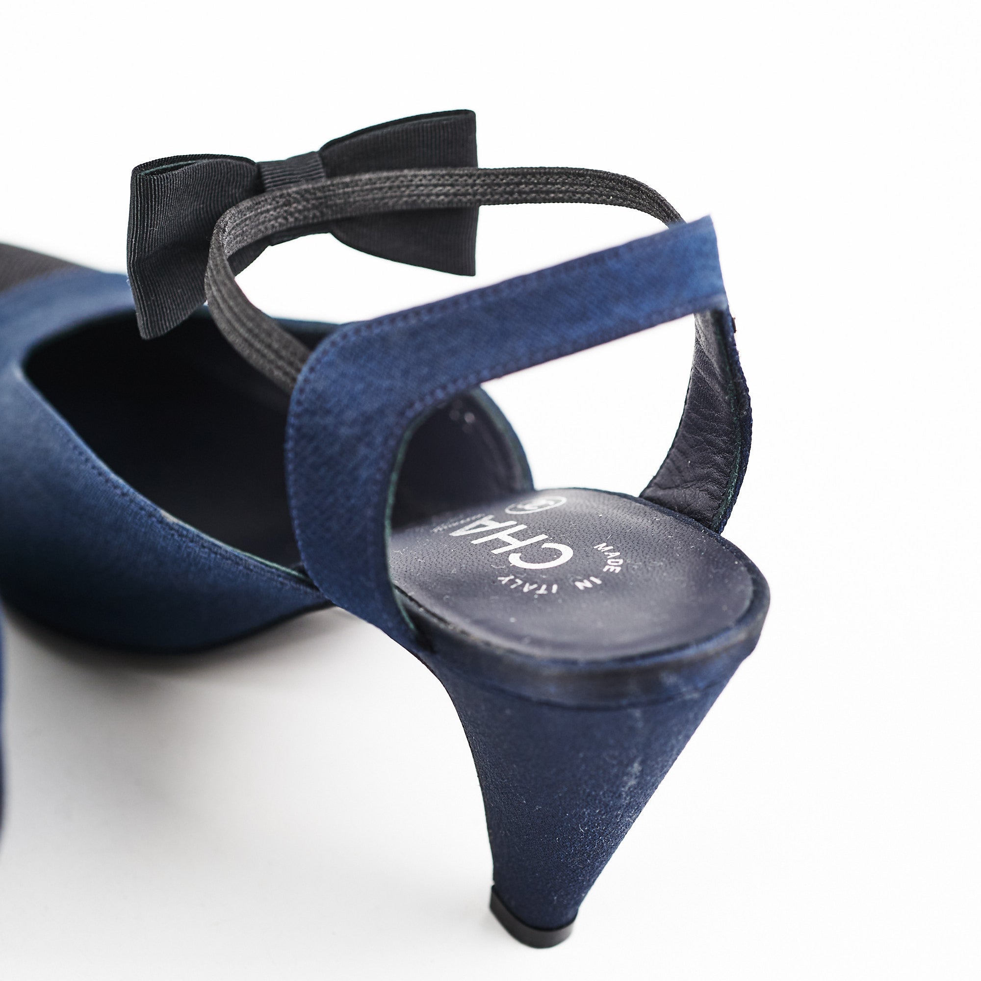 Chanel Navy Bowtie Slingback Heels - Elegant Women's Dress Shoes for Weddings, Parties & Special Occasions
