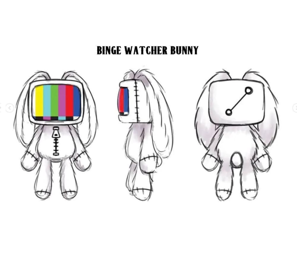 Plushie Dreadfuls Binge Watcher Bunny - Soft Stuffed Animal Toy for TV & Movie Lovers, Perfect Gift for Netflix Binge Watching Nights