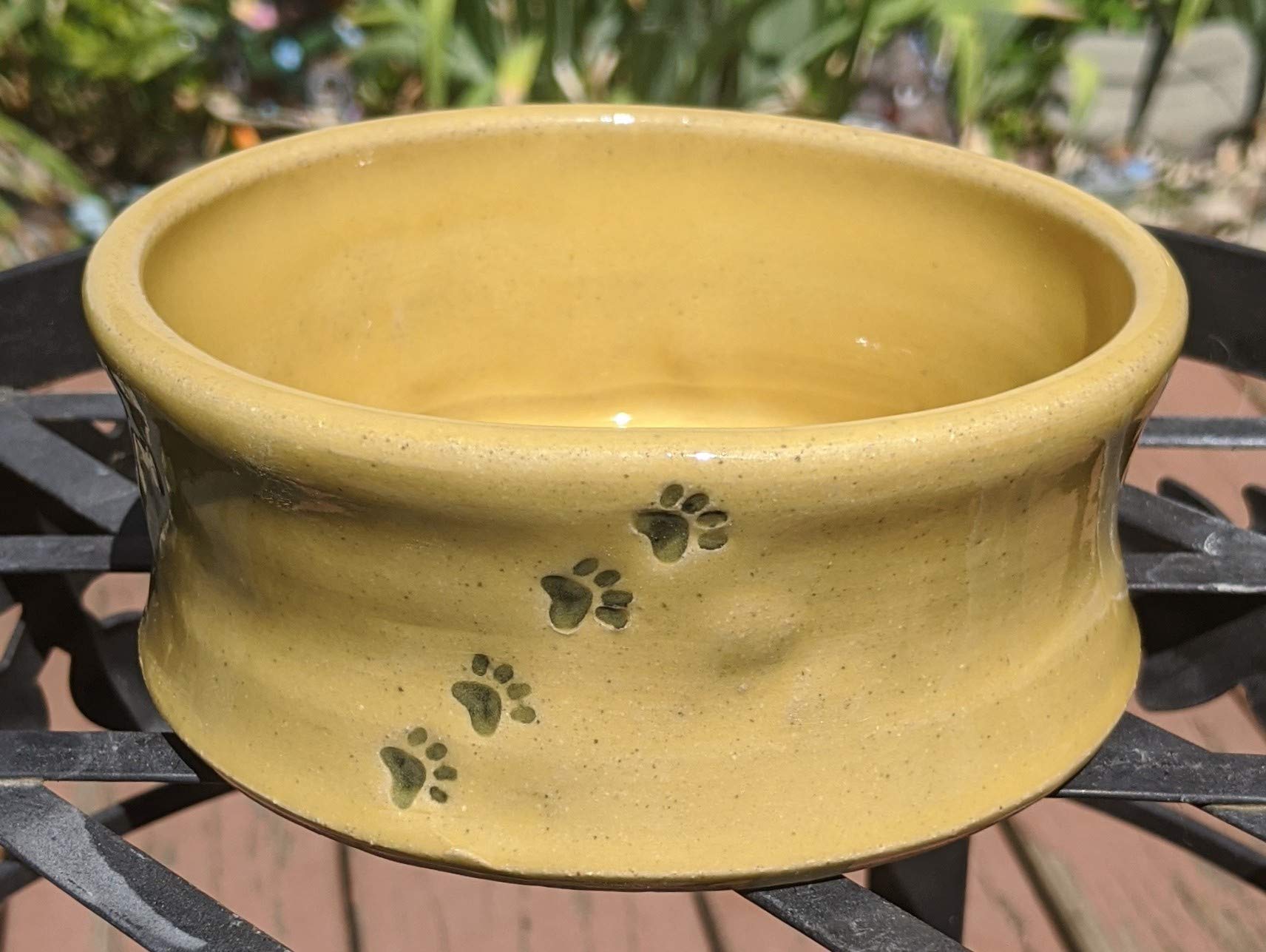 Handmade Yellow Celadon Art Glaze Pet Bowl - Ceramic Dog Dish by TC Pottery Studio - Perfect for Small & Medium Dogs - Ideal for Home, Office or Outdoor Use