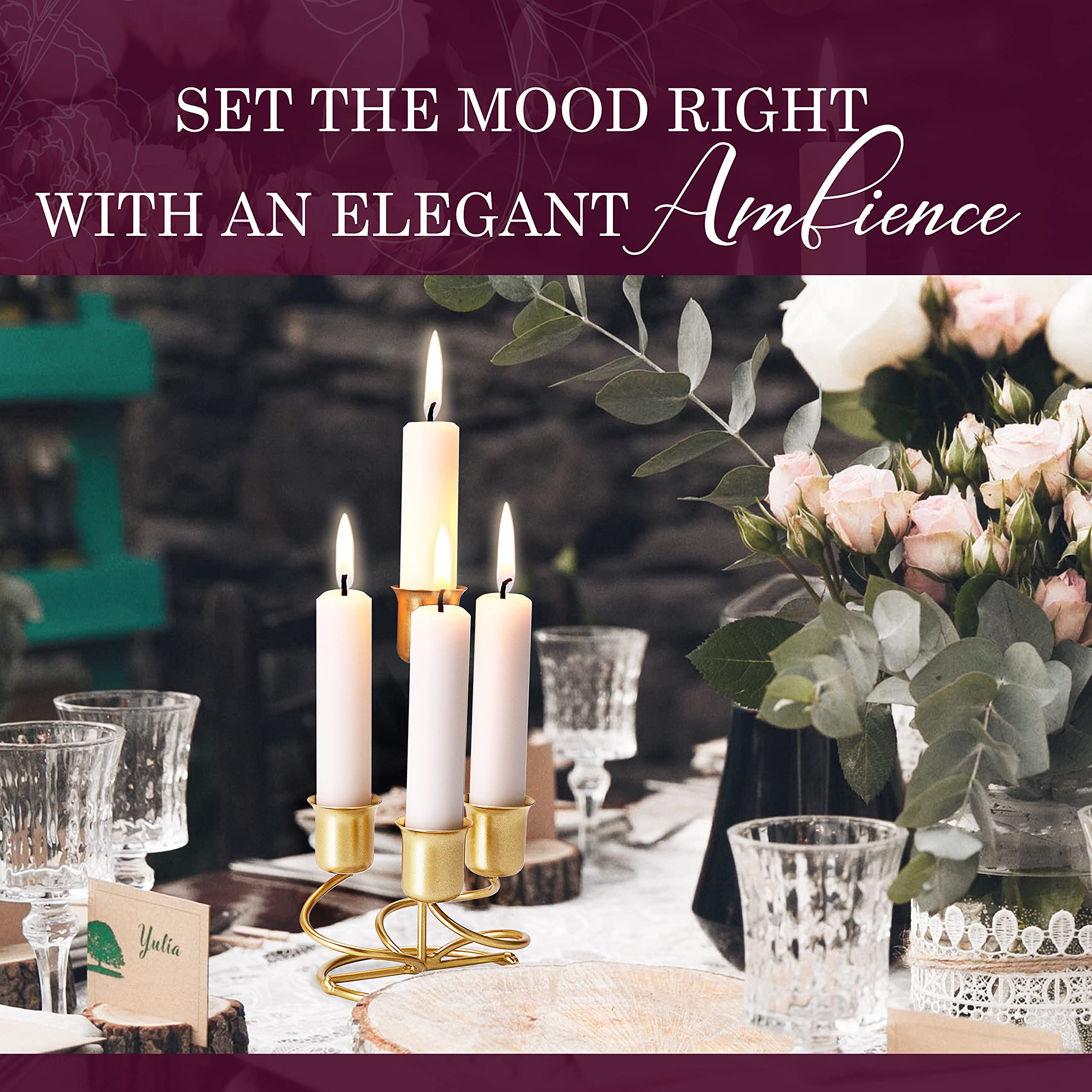 Elegant Gold Metal Candle Holders for Taper, Pillar & Votive Candles - Perfect for Wedding Centerpieces, Dinner Table Decor & Party Lighting - Iron Candle Stands for Home & Event Décor