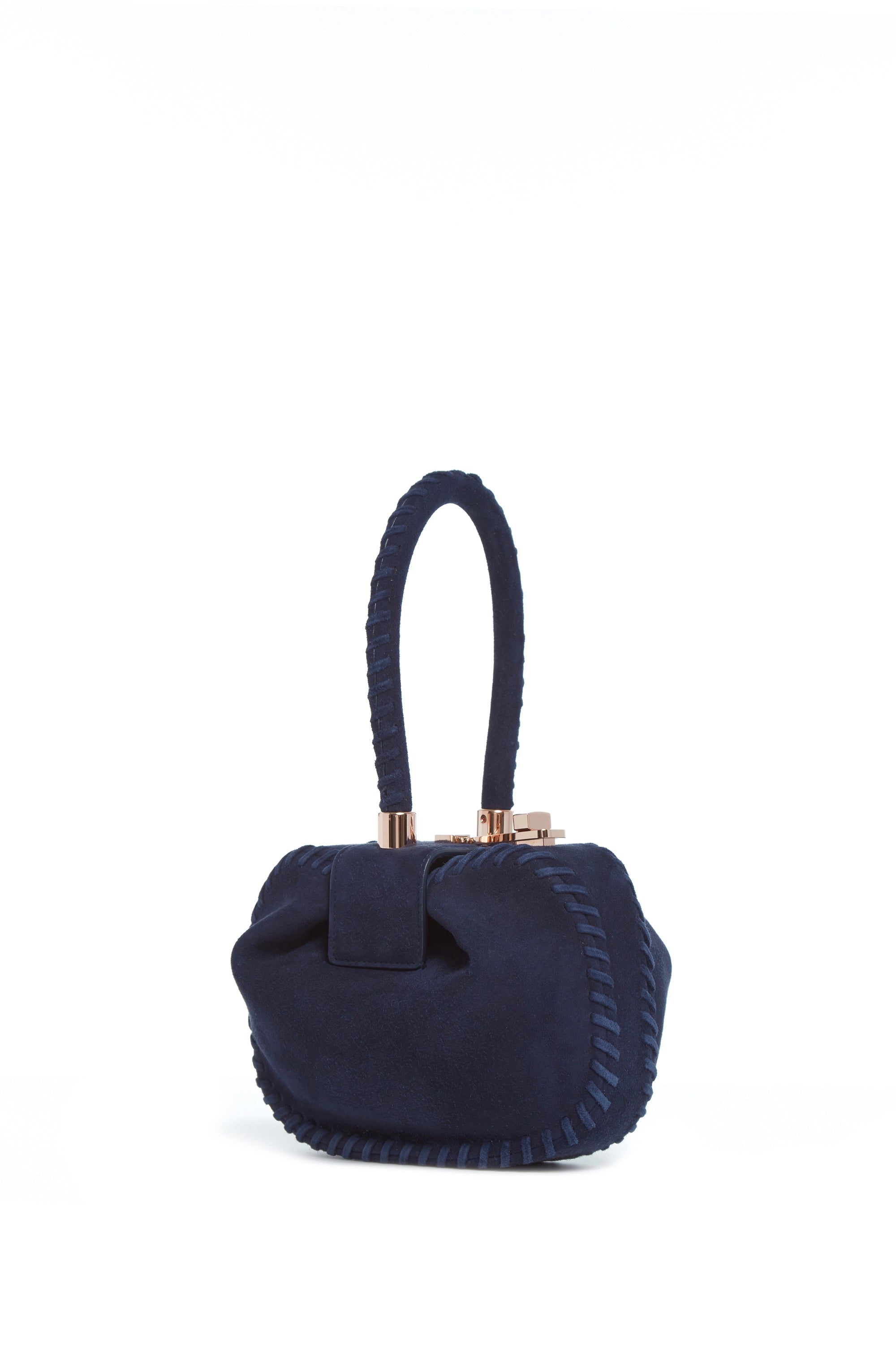 Whipstitch Demi Bag in Navy Suede - Stylish Crossbody Purse for Women, Perfect for Work, Travel & Everyday Use